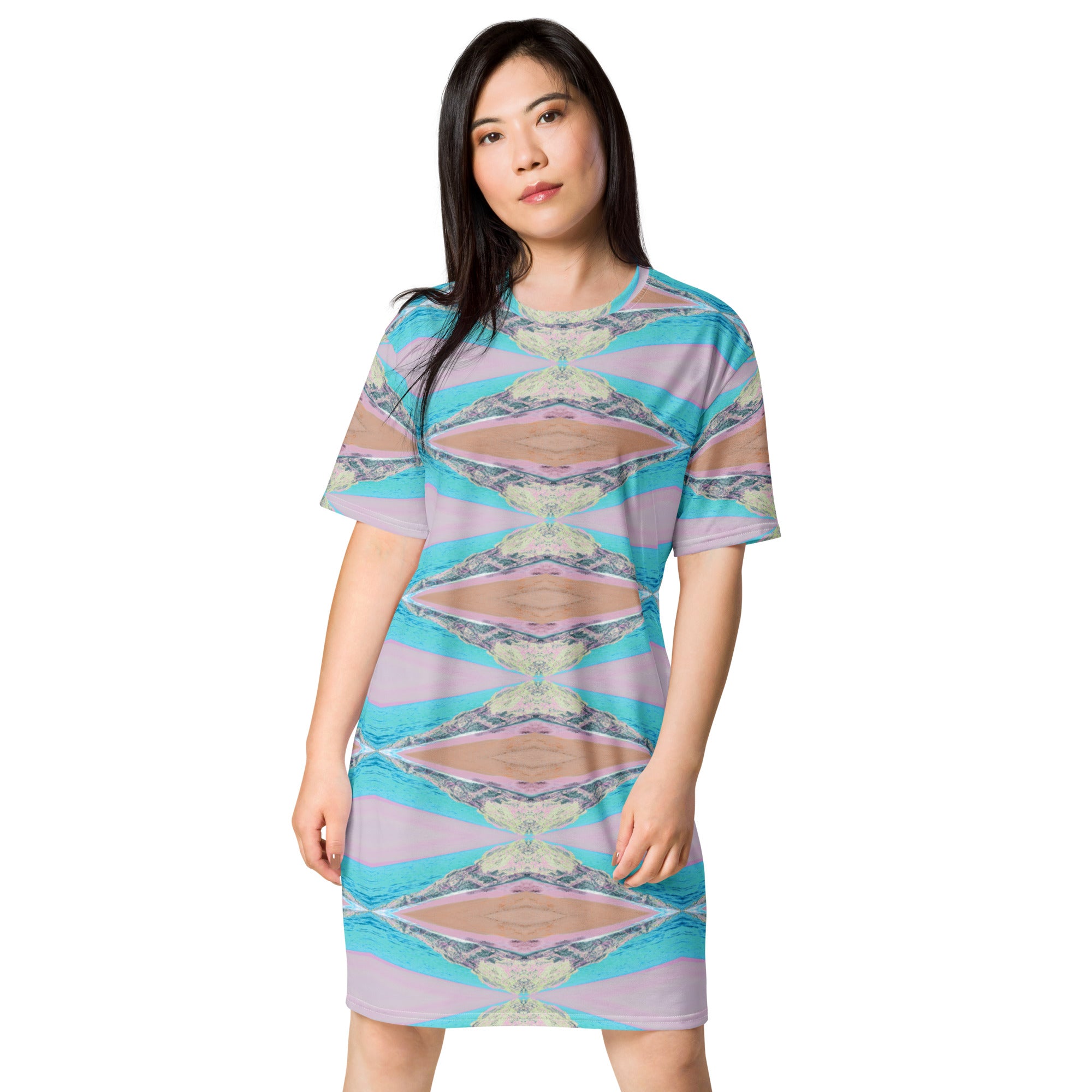 Point Aqua Oversized T-Shirt Dress Triboca Arts 2XS
