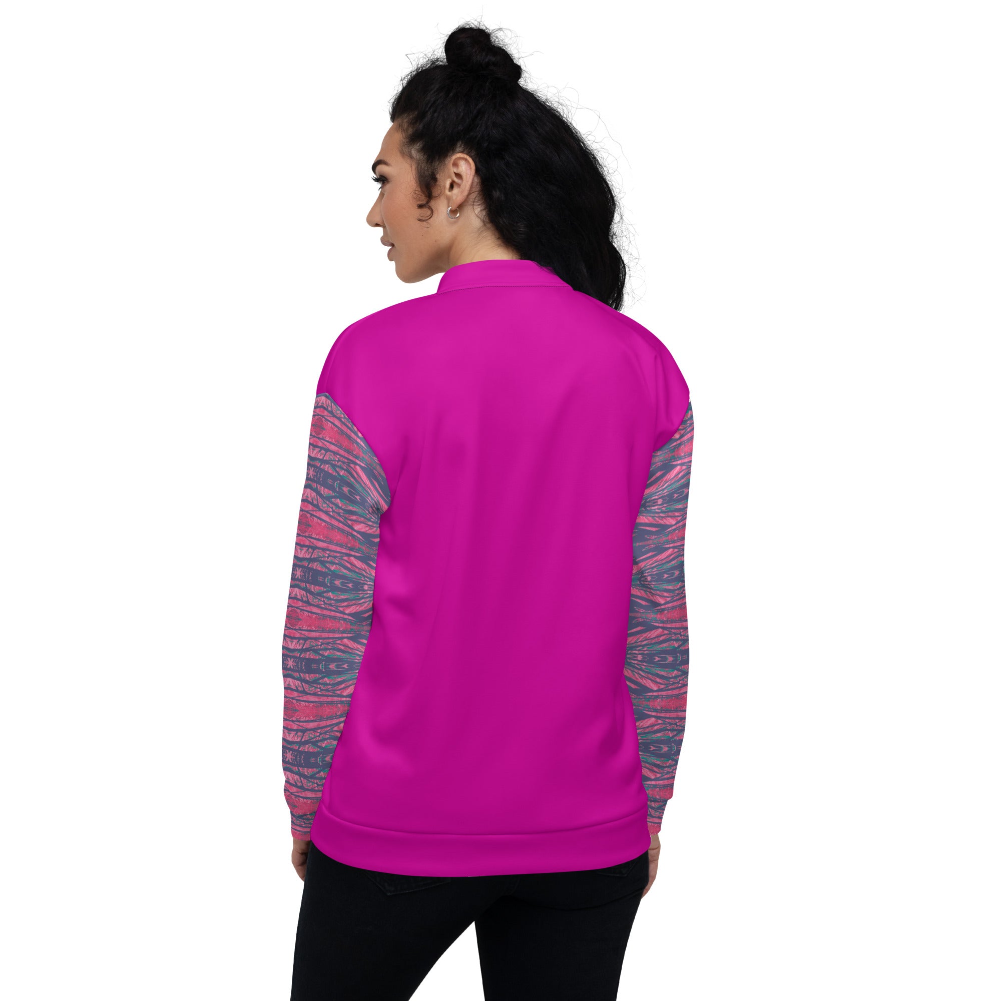 Shadows Gray On Pink Unisex Bomber Jacket Triboca Arts   