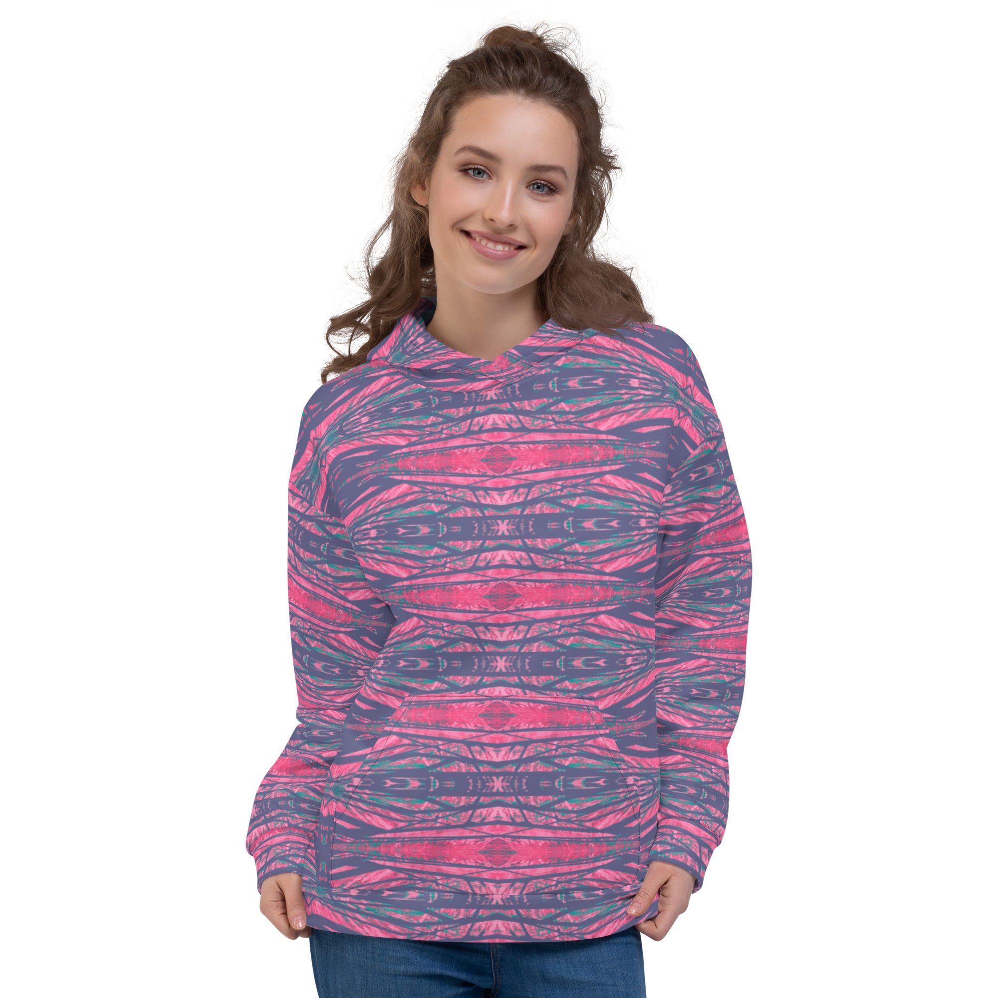 Shadows Gray On Pink Women's Eco-Friendly Hoodie Triboca Arts XS