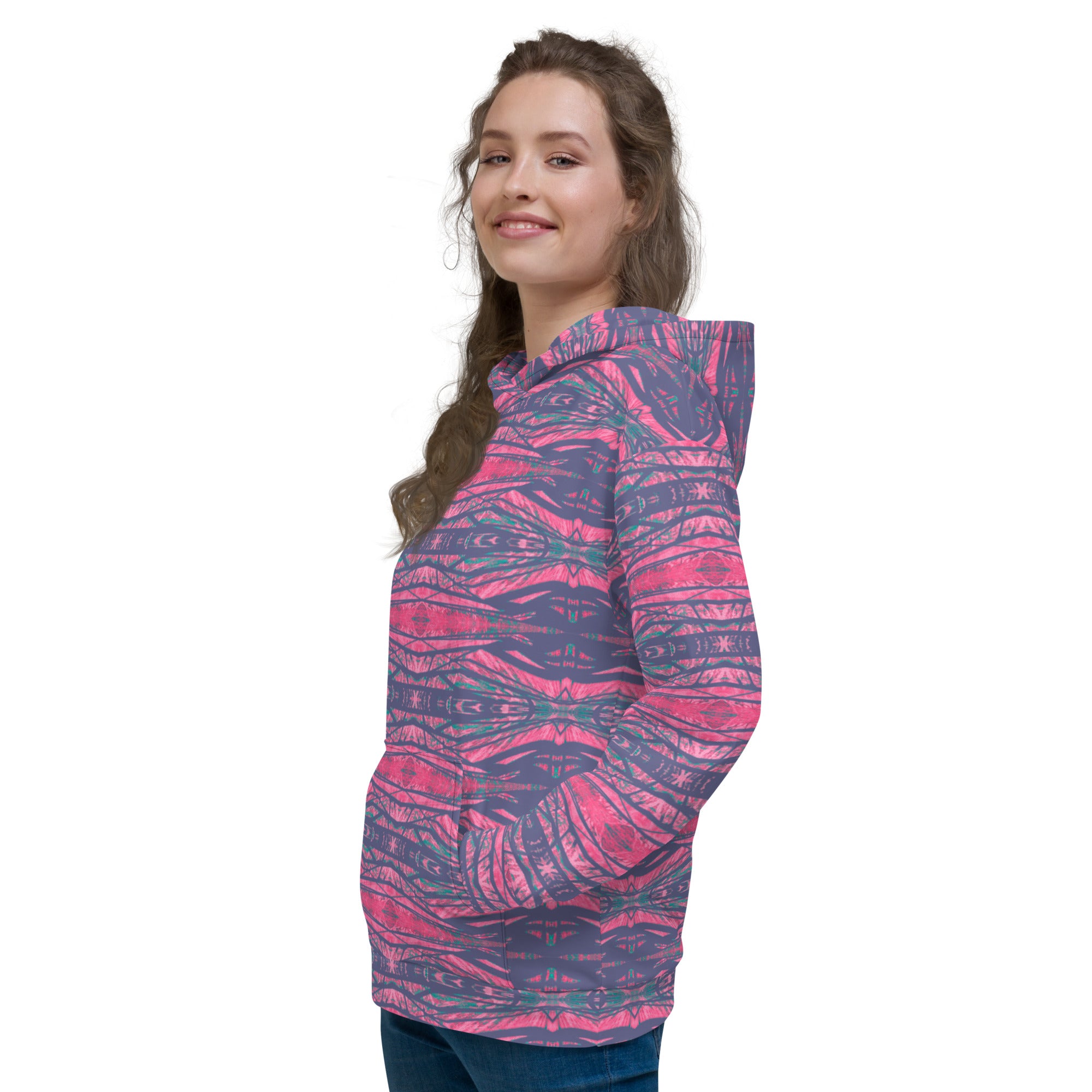 Shadows Gray On Pink Women's Eco-Friendly Hoodie Triboca Arts