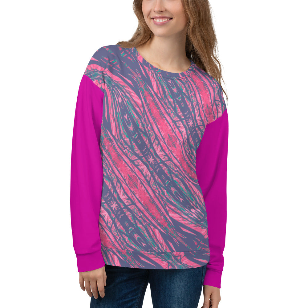 Shadows Gray On Pink Women's Eco-Friendly Sweatshirt Triboca Arts XS  