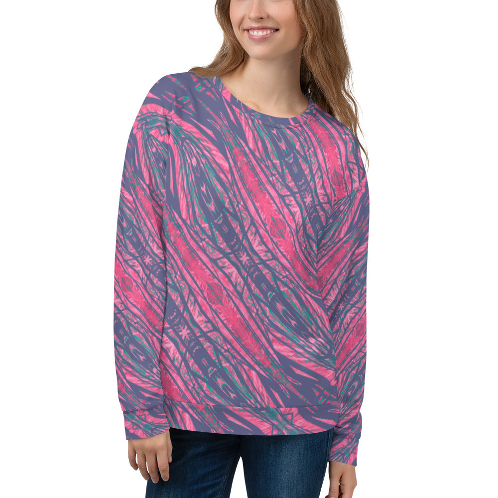 Shadows Gray On Pink Women's Eco-Friendly Sweatshirt Triboca Arts XS  