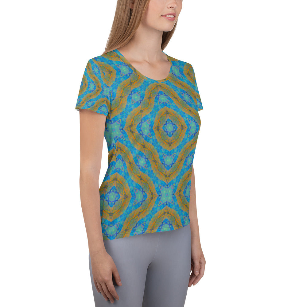 Texas Turquoise Women's Athletic T-shirt Triboca Arts