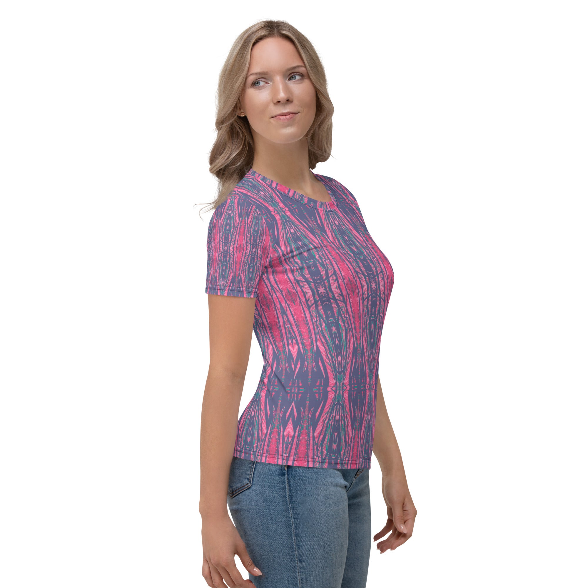 Shadows Gray On Pink Women's Crew Neck T-Shirt Triboca Arts