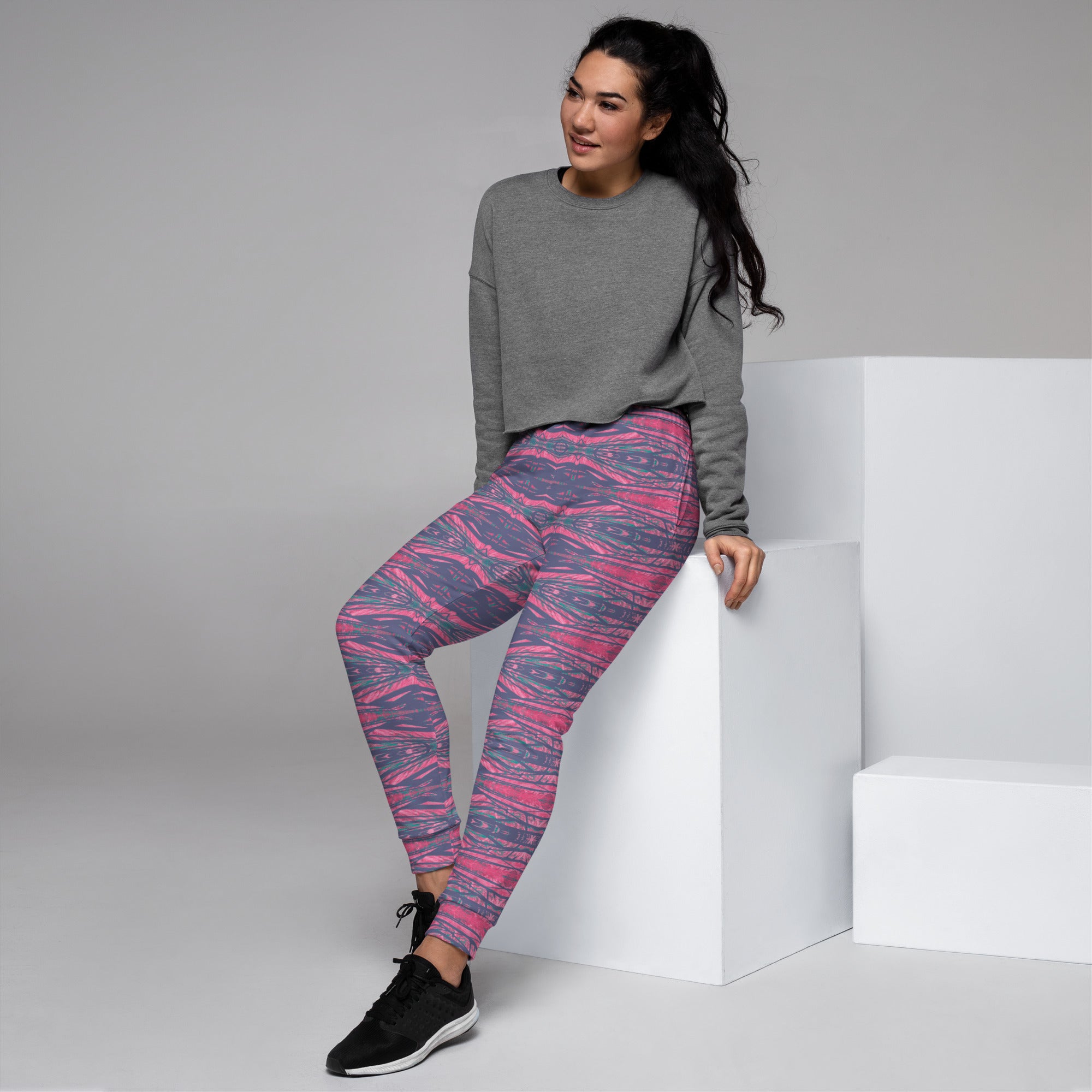 Shadows Gray On Pink Women's Eco-Friendly Joggers Triboca Arts