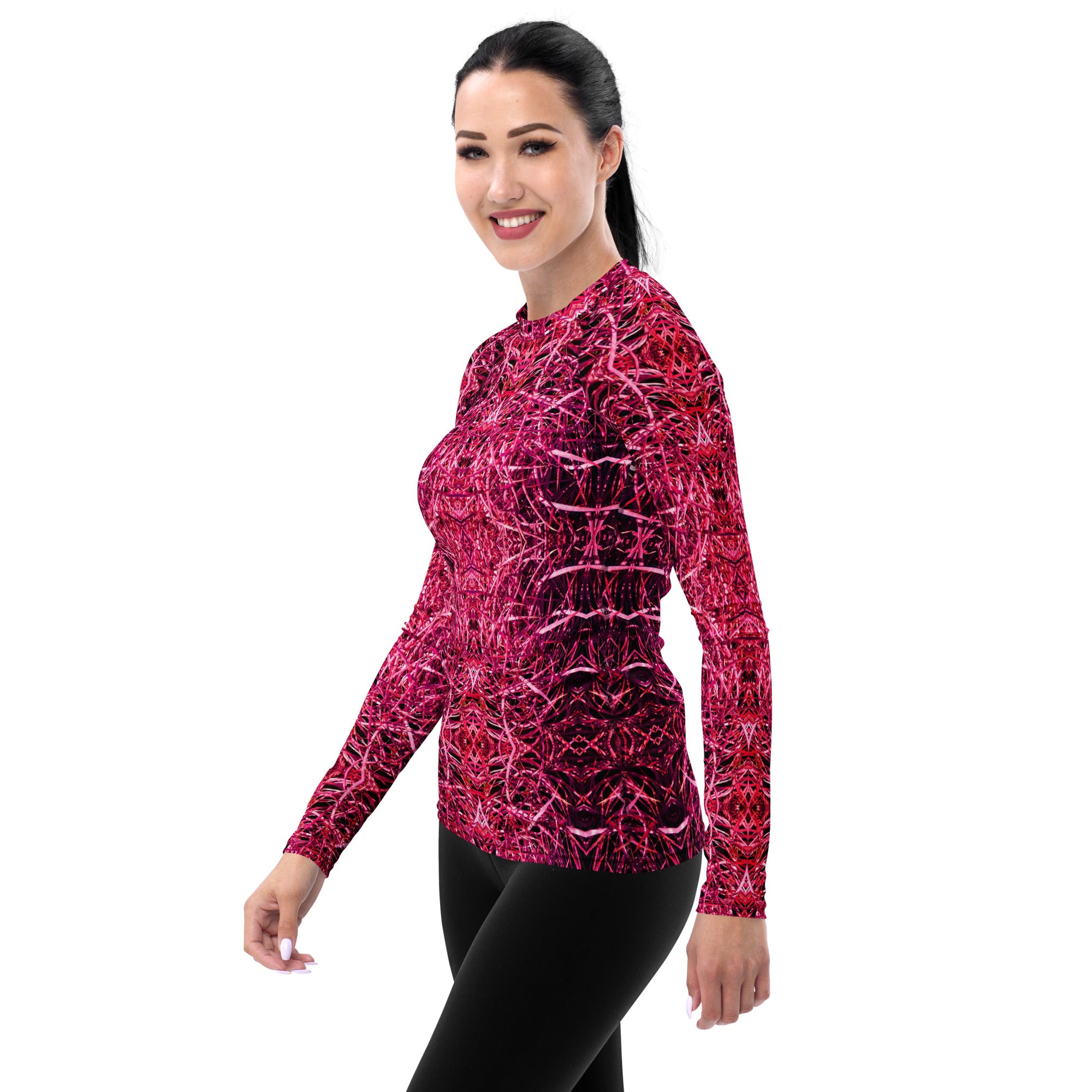 Magenta Cacti Women's Long-Sleeve Rash Guard Triboca Arts