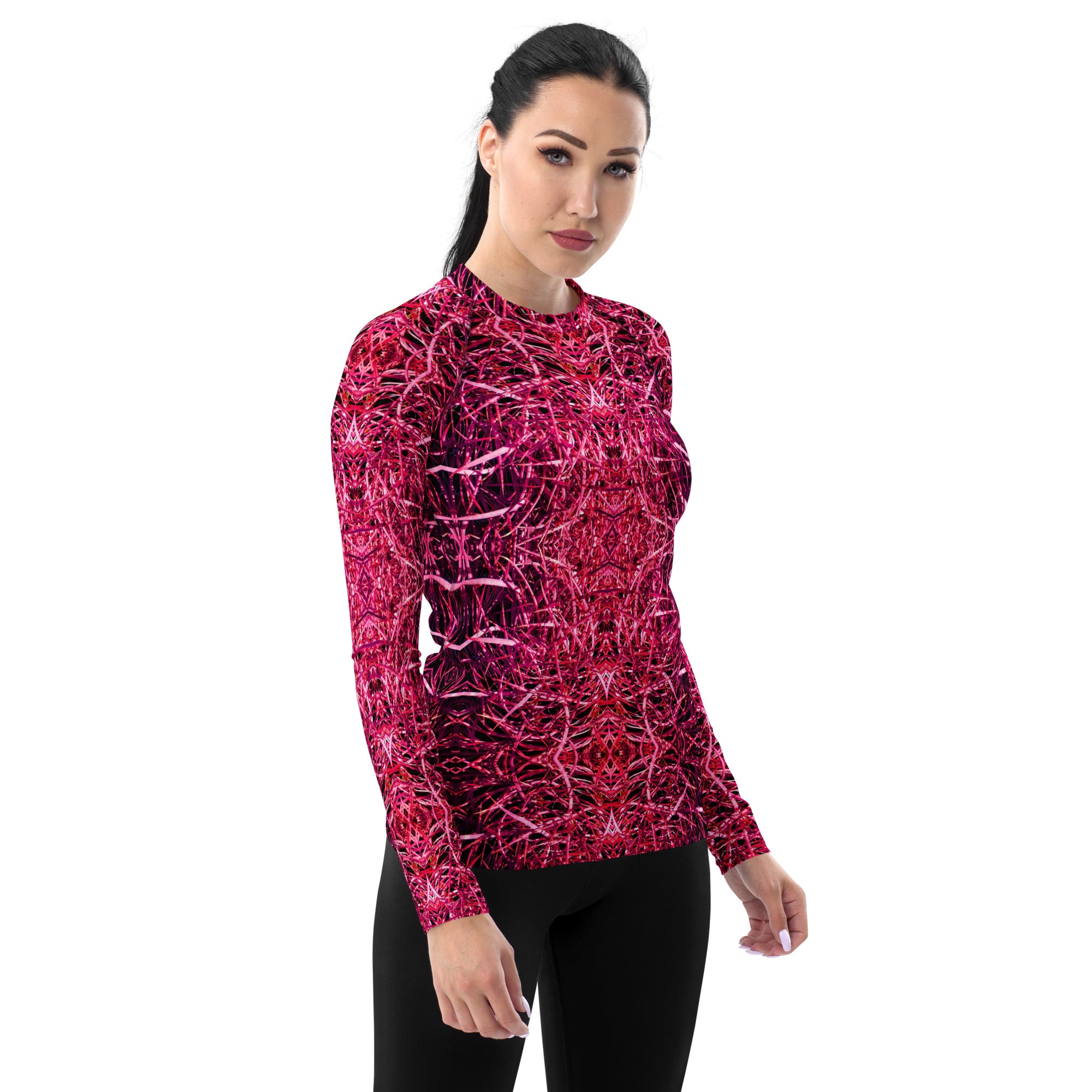 Magenta Cacti Women's Long-Sleeve Rash Guard Triboca Arts