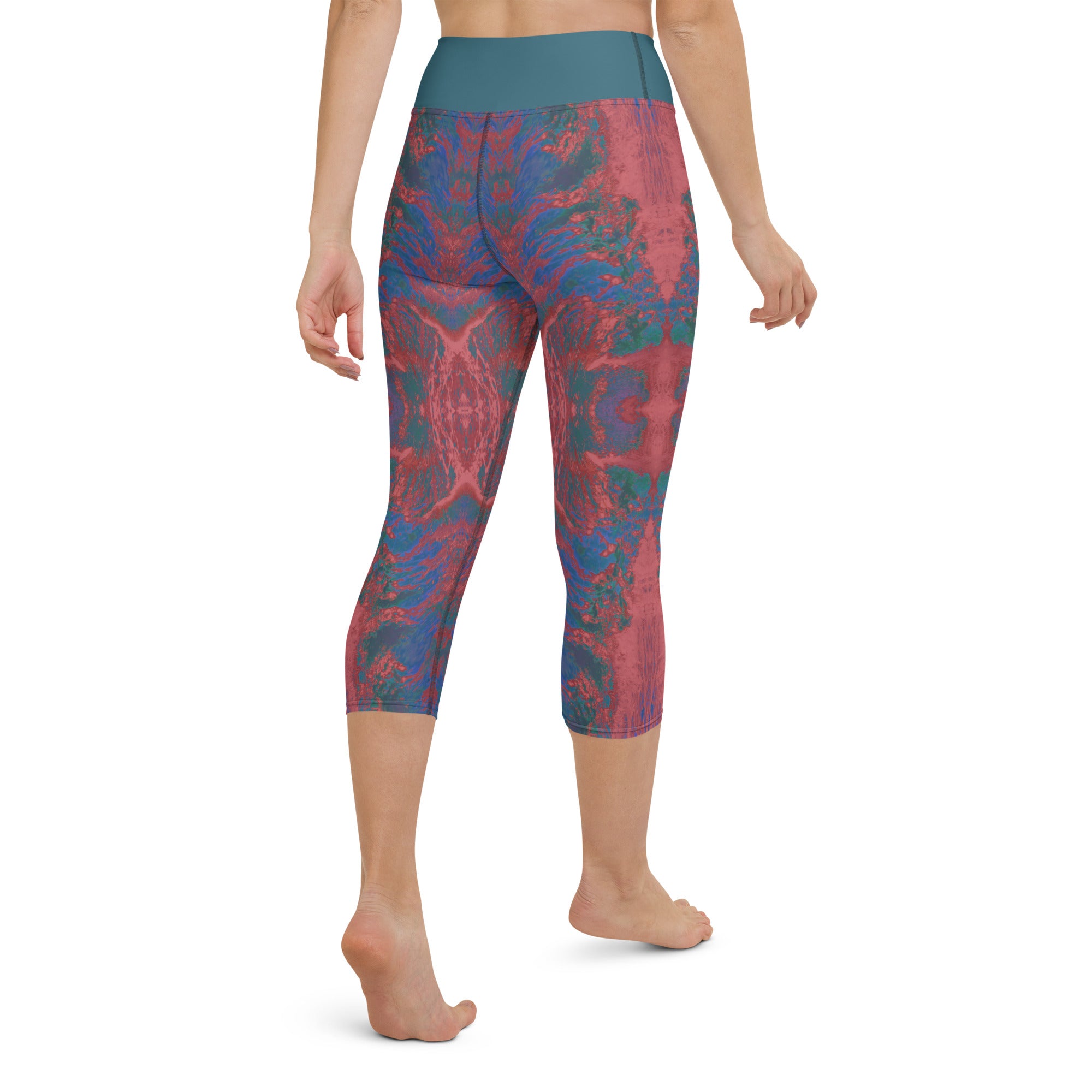 Salmon Reef Yoga Capri Leggings Triboca Arts   