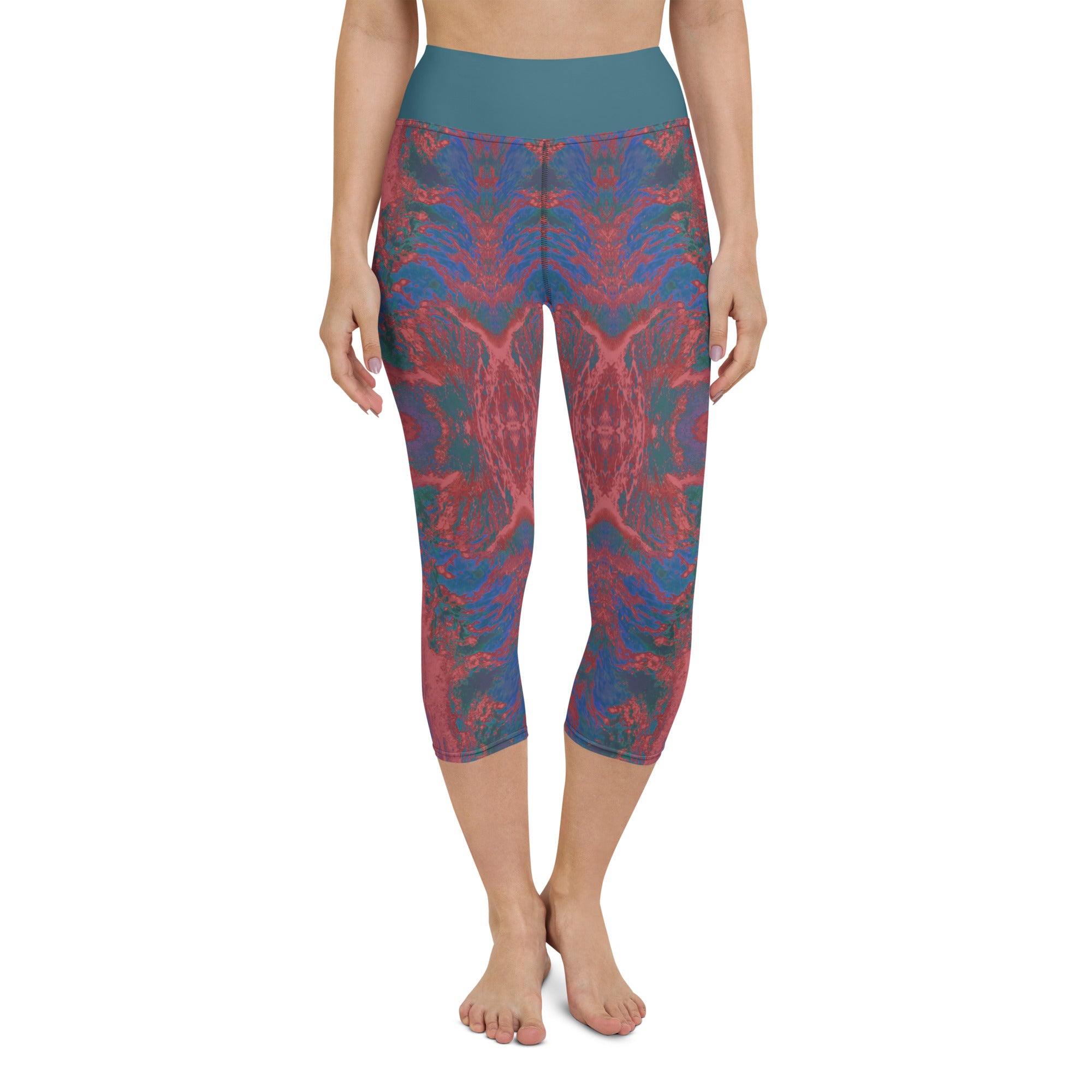 Salmon Reef Yoga Capri Leggings Triboca Arts XS  