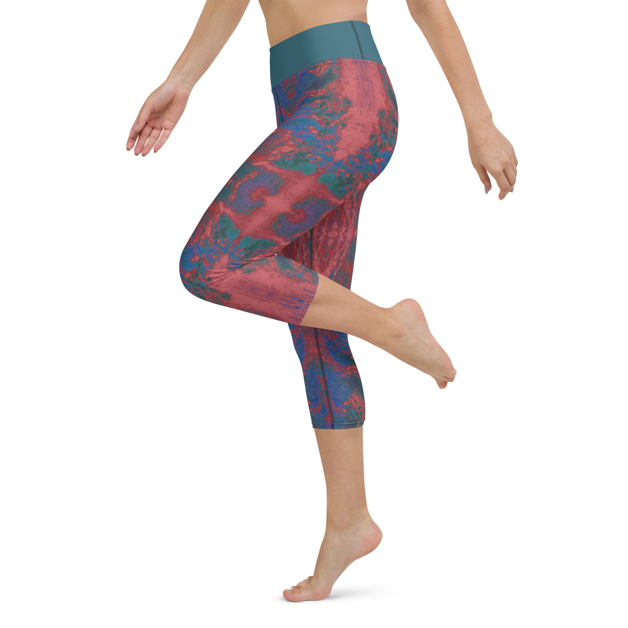 Salmon Reef Yoga Capri Leggings Triboca Arts