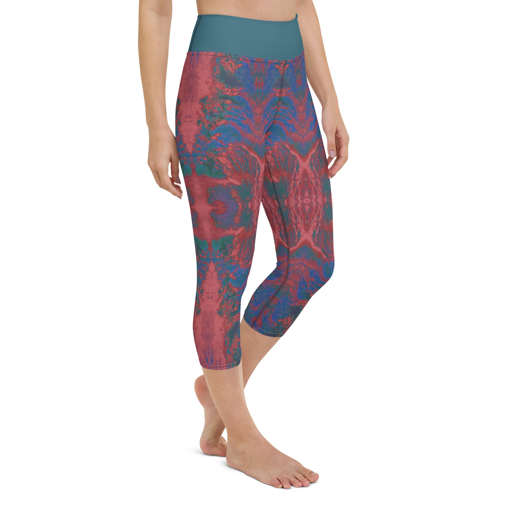 Salmon Reef Yoga Capri Leggings Triboca Arts