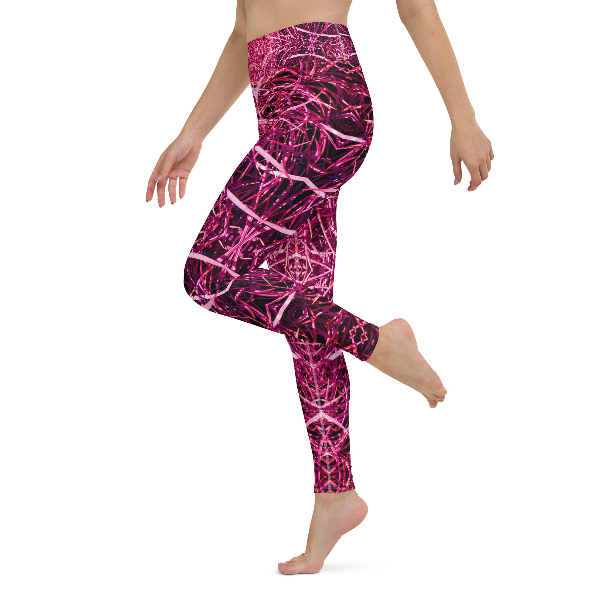 Magenta Cacti Yoga Leggings Triboca Arts   