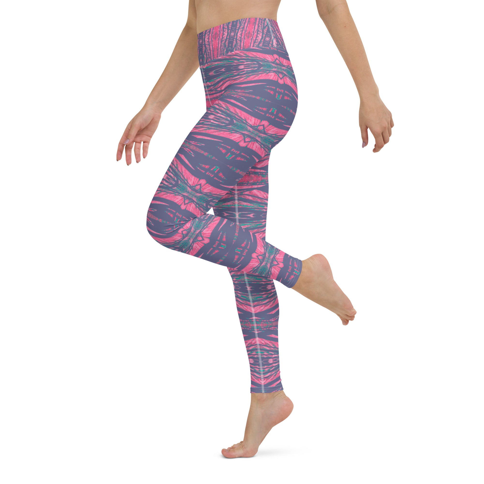 Shadows Gray On Pink Yoga Leggings Triboca Arts