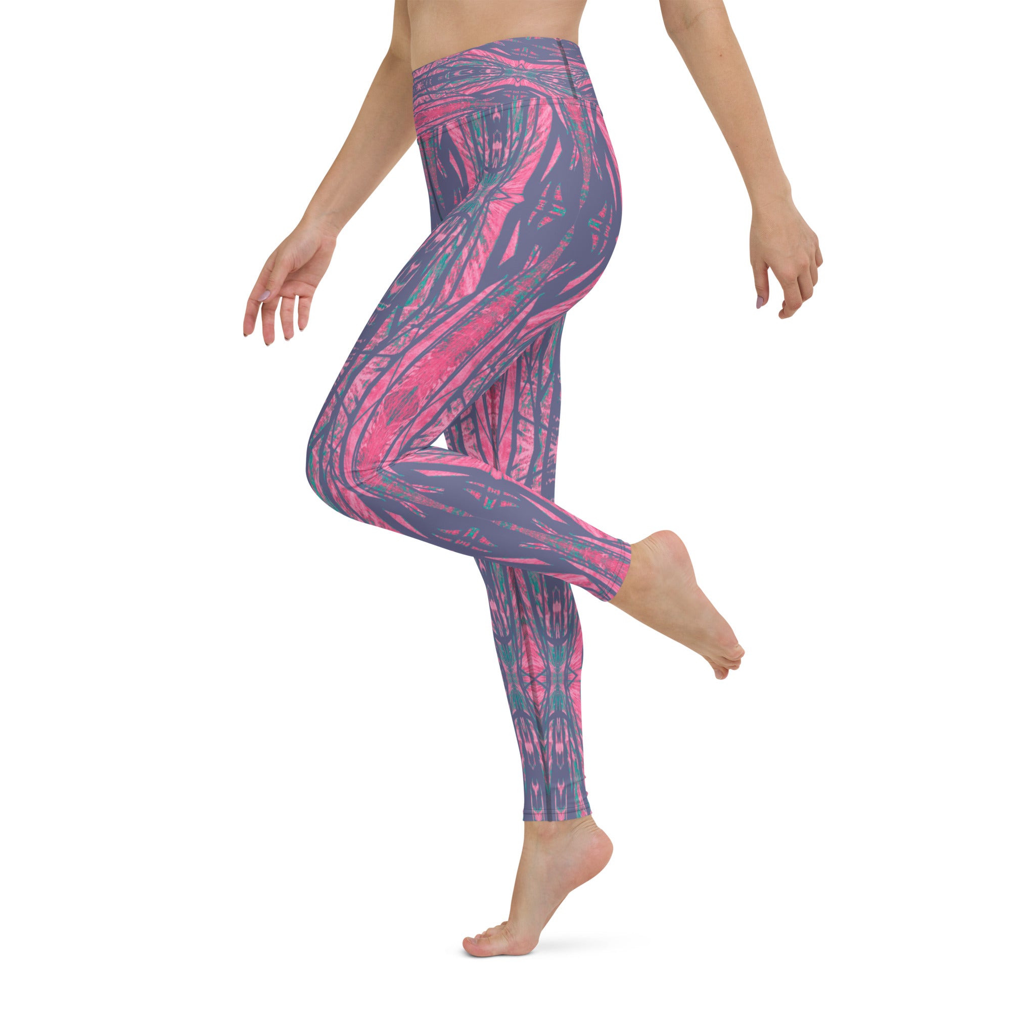 Shadows Gray On Pink Yoga Leggings Triboca Arts
