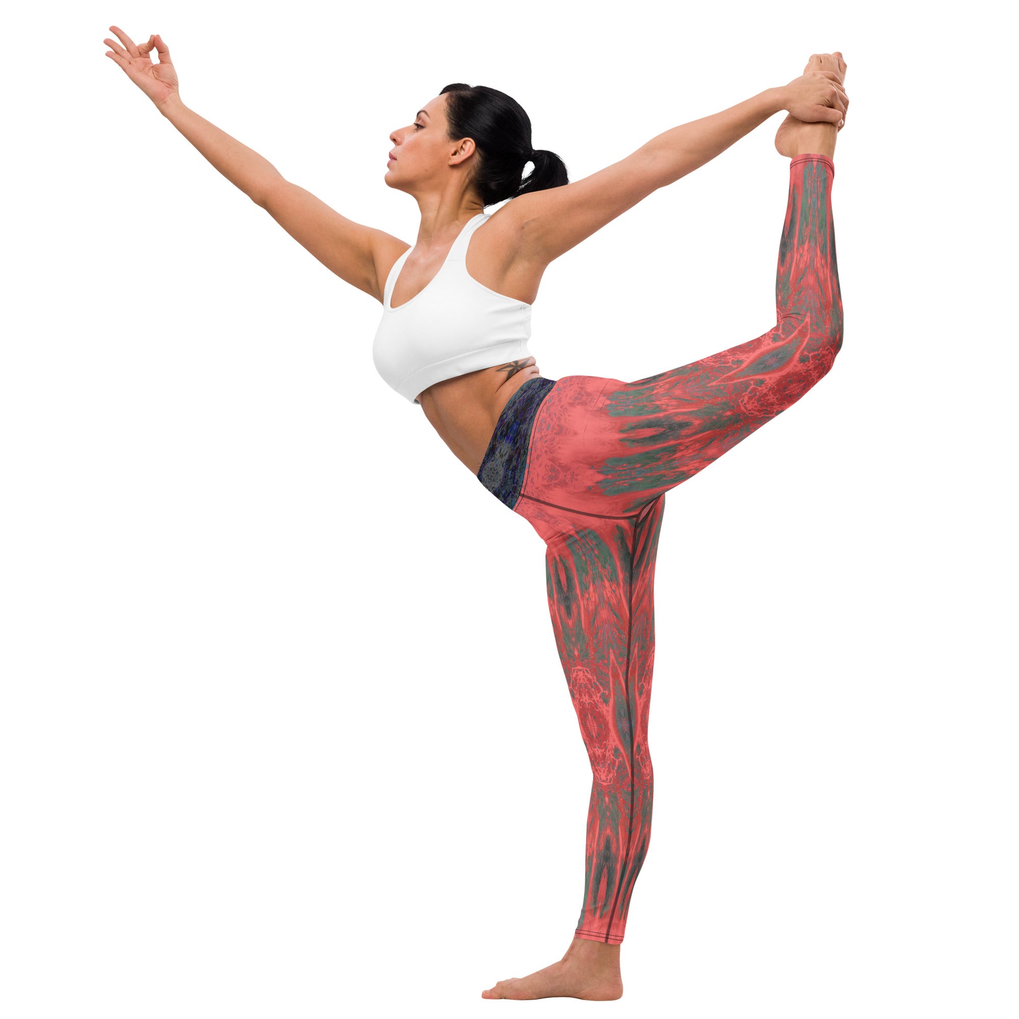 Salmon Reef Yoga Leggings Triboca Arts