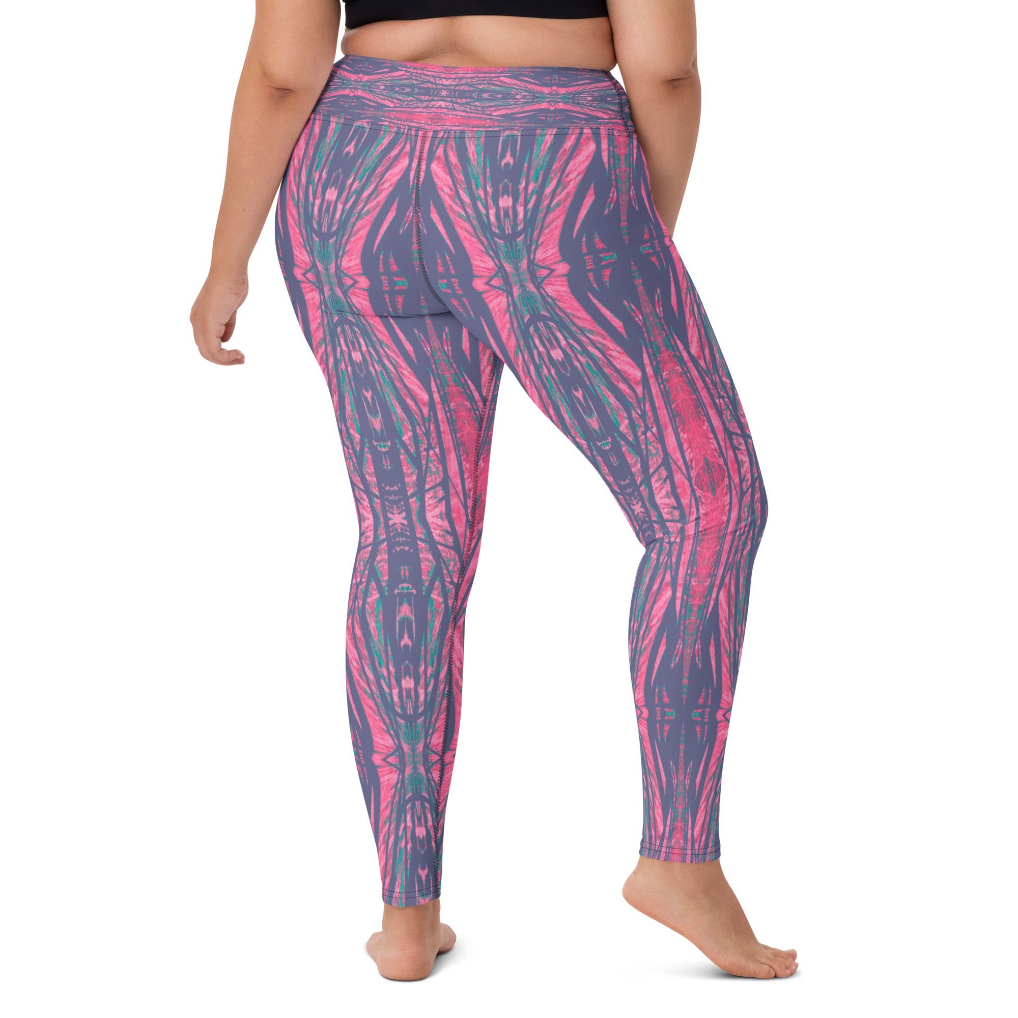 Shadows Gray On Pink Yoga Leggings Triboca Arts