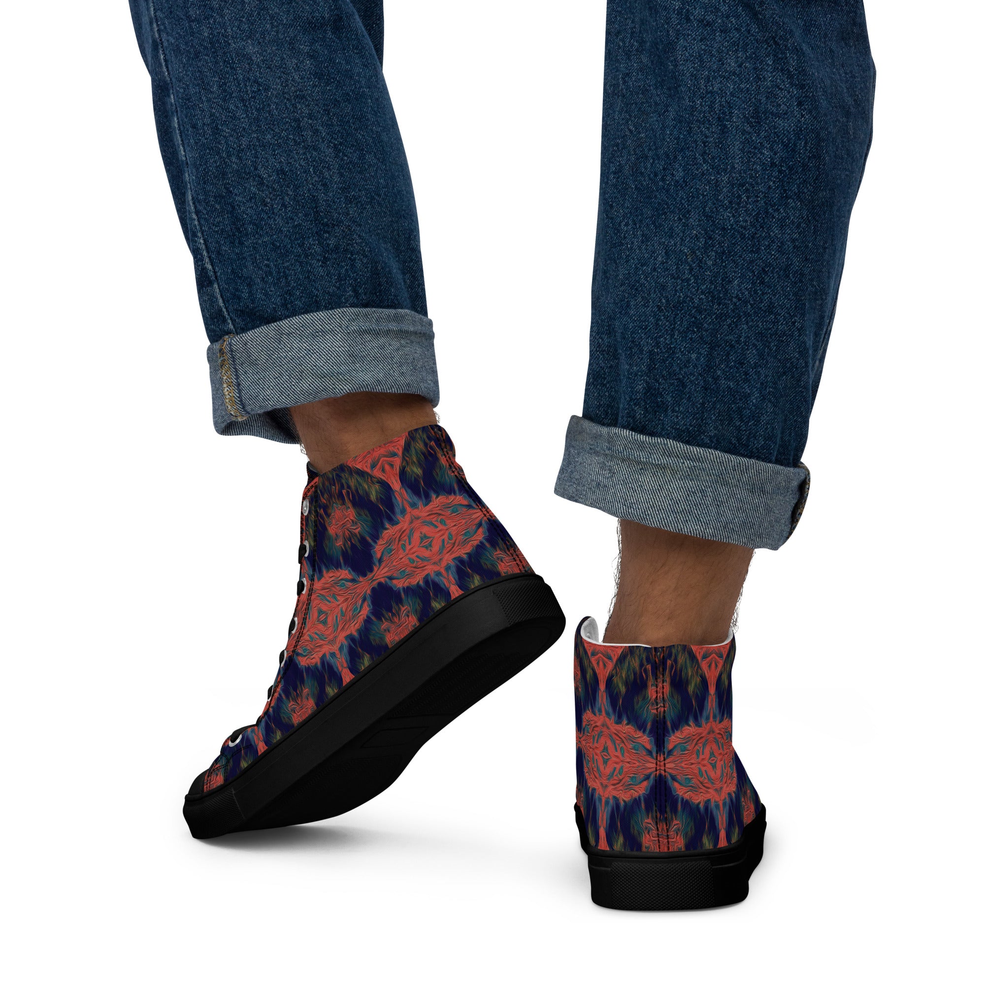 Salmon Reef Men’s High Top Canvas Shoes Triboca Arts