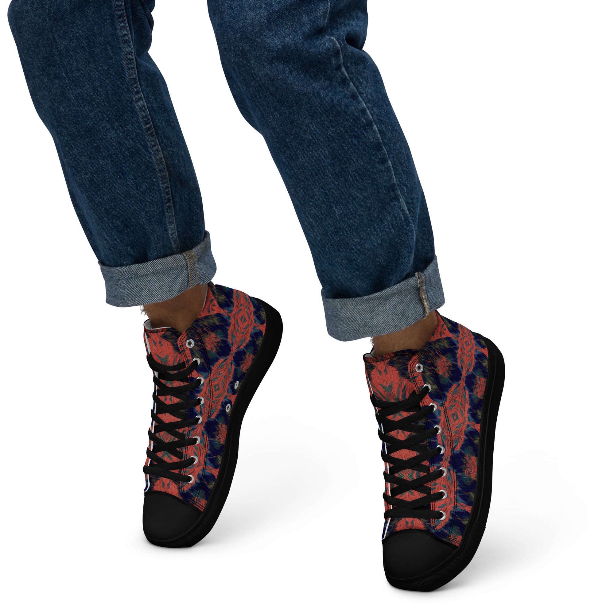 Salmon Reef Men’s High Top Canvas Shoes Triboca Arts   