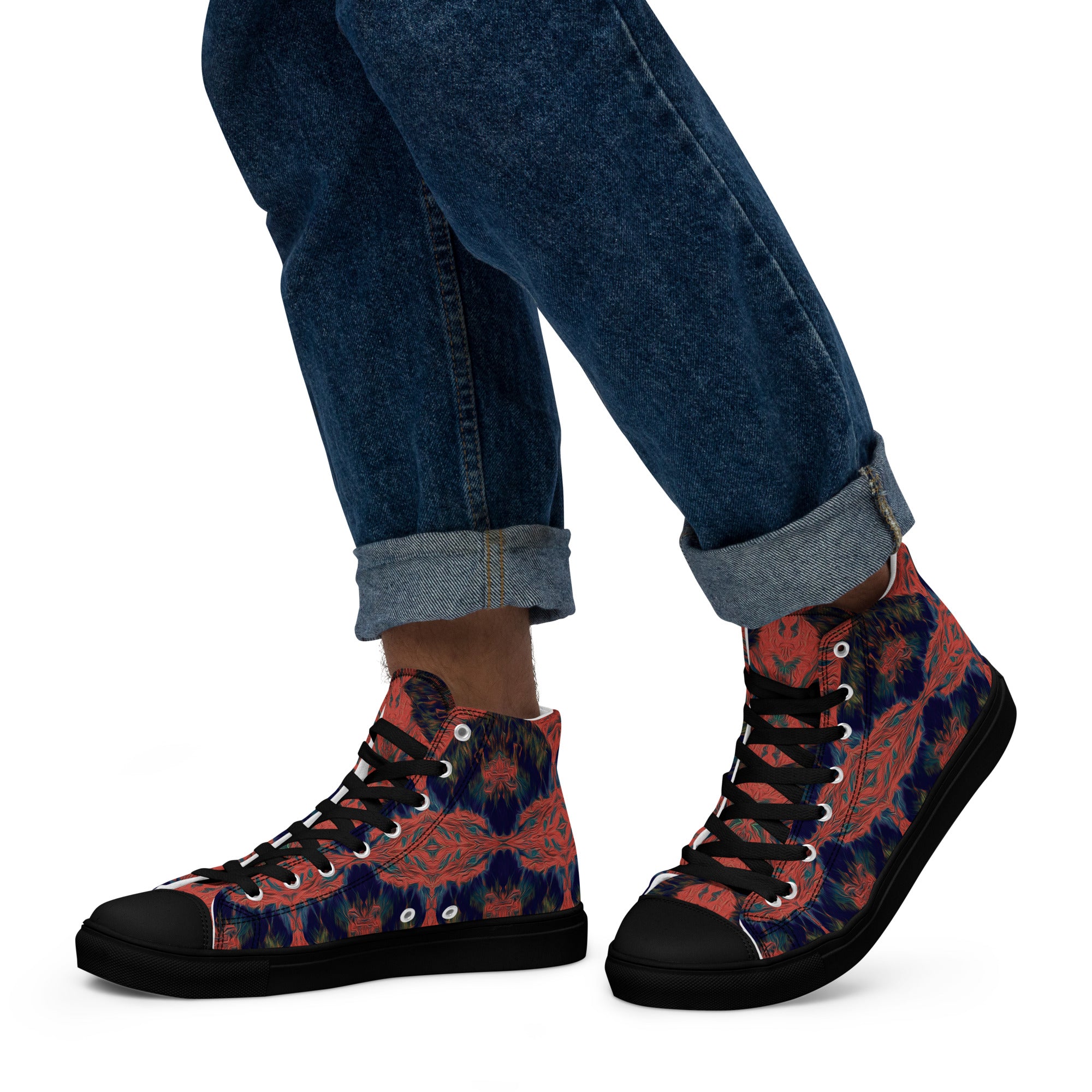 Salmon Reef Men’s High Top Canvas Shoes Triboca Arts