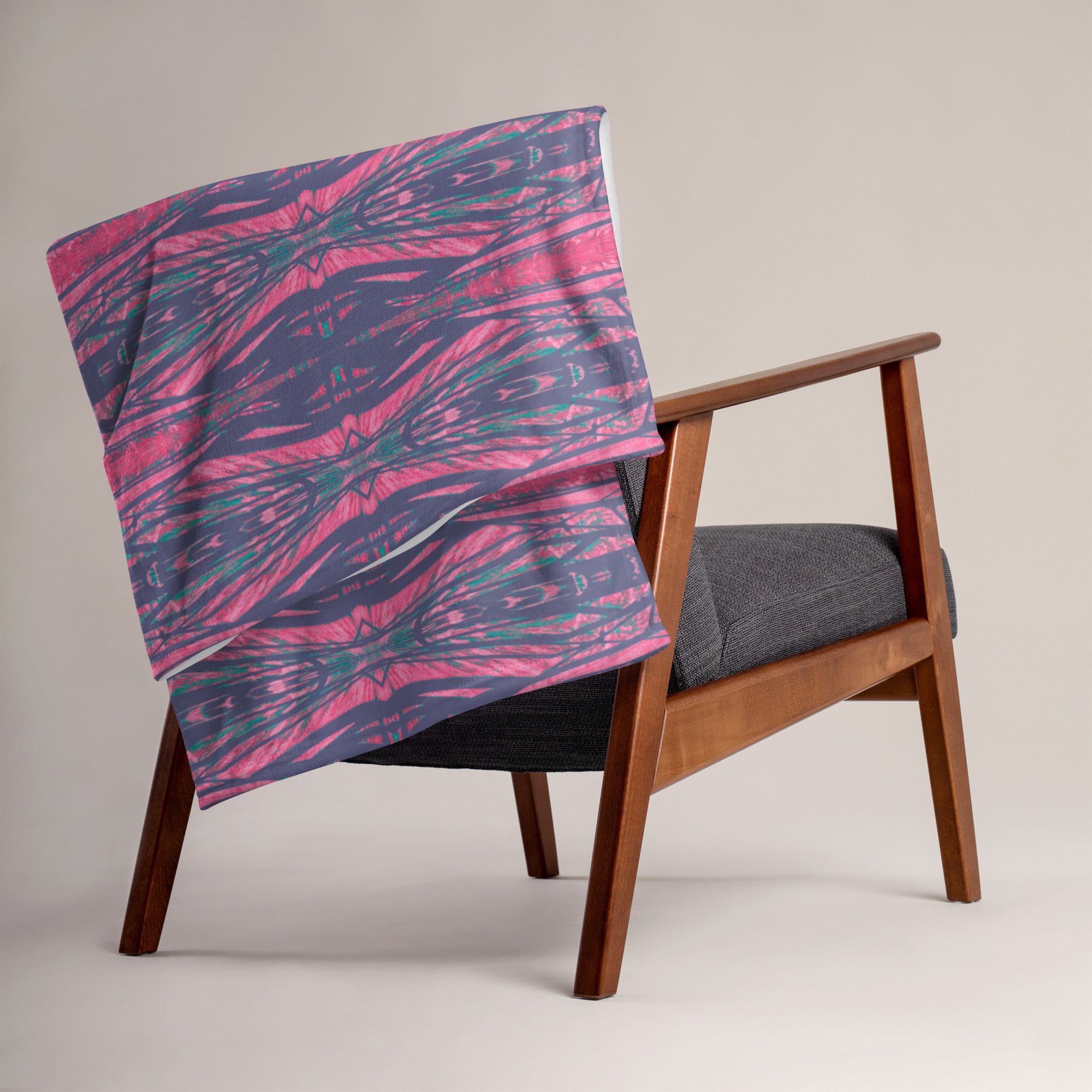 Shadows Gray On Pink Throw Blanket Triboca Arts 50″×60″