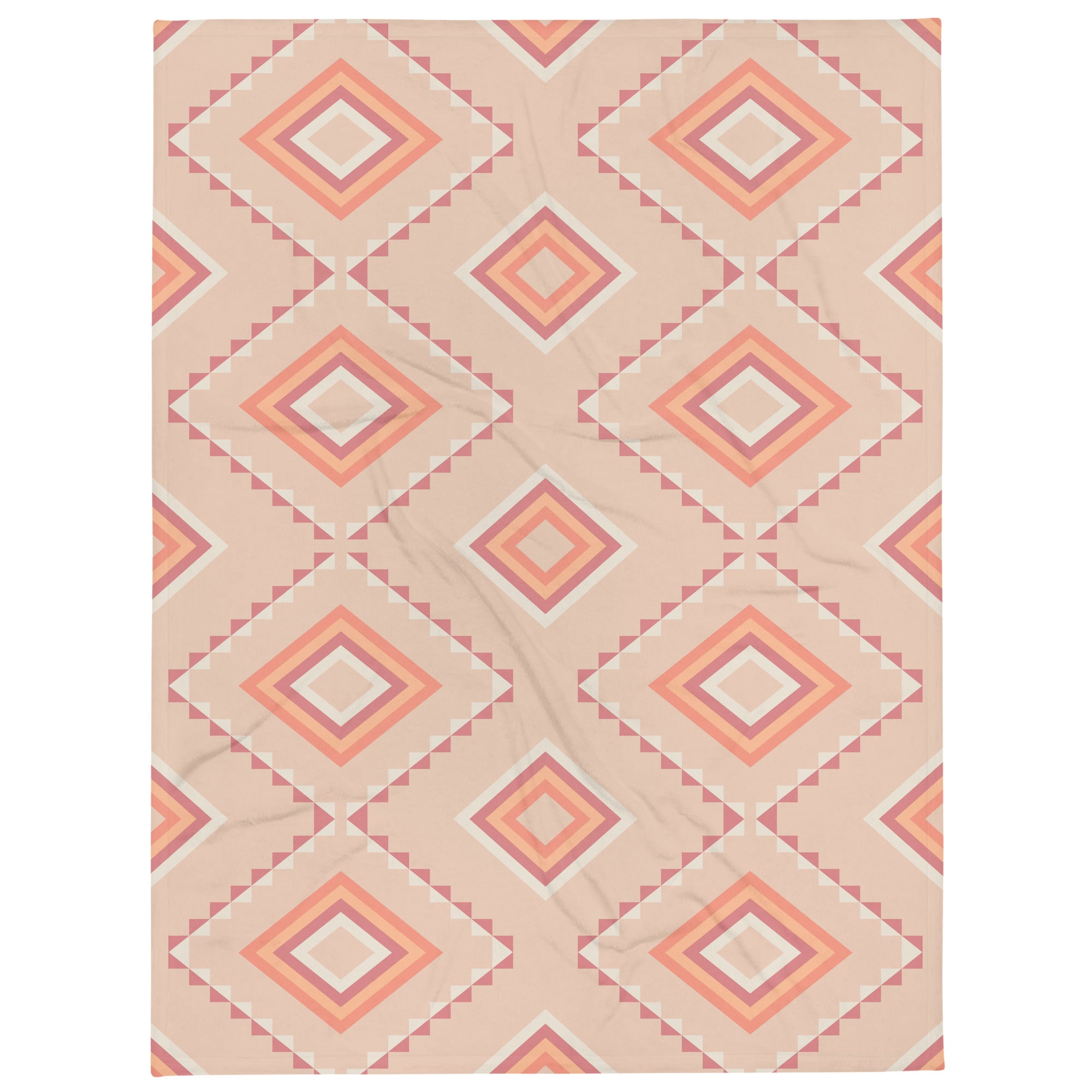 Peach Diamondesque Large Throw Blanket Triboca Arts