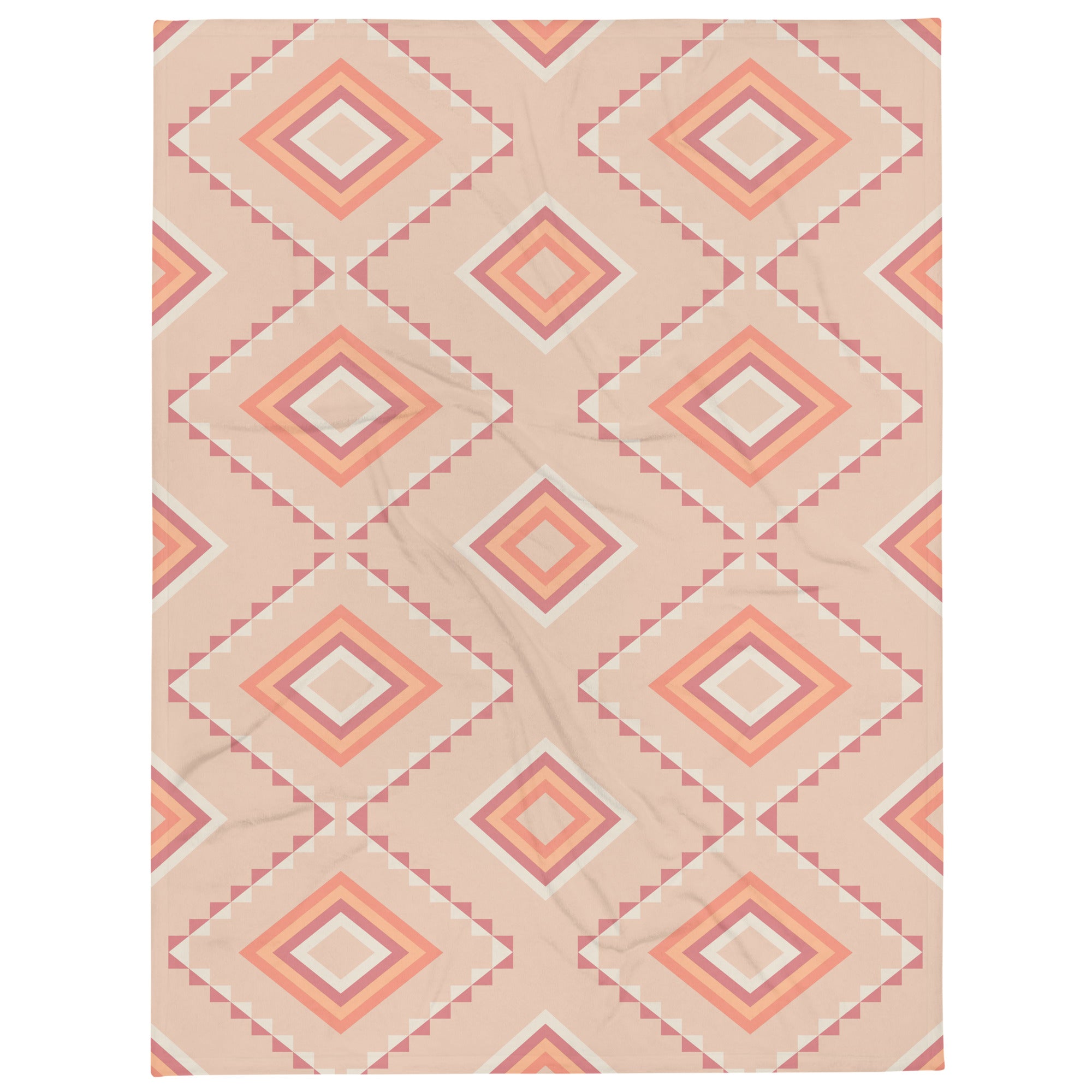 Peach Diamondesque Large Throw Blanket Triboca Arts   