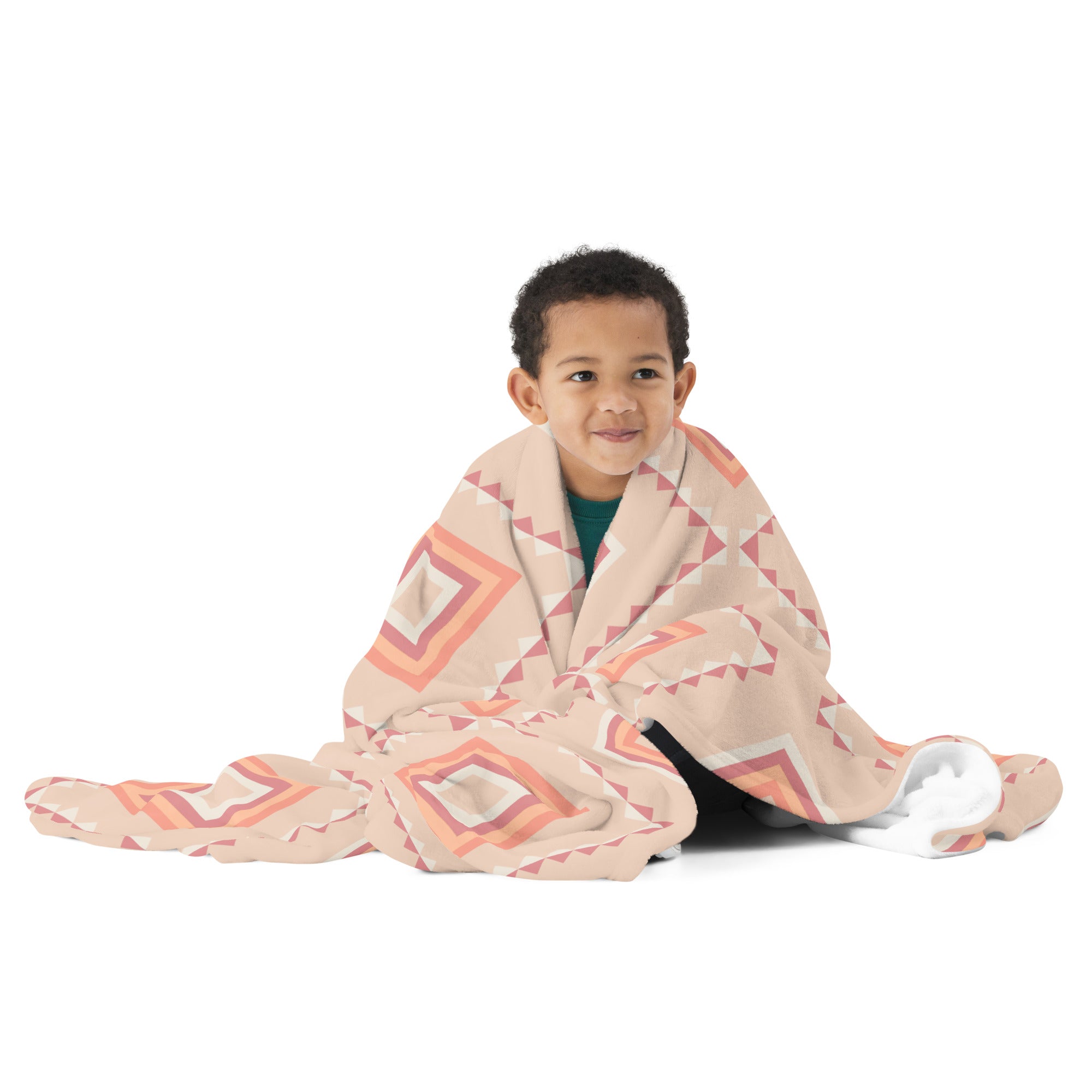 Peach Diamondesque Large Throw Blanket Triboca Arts