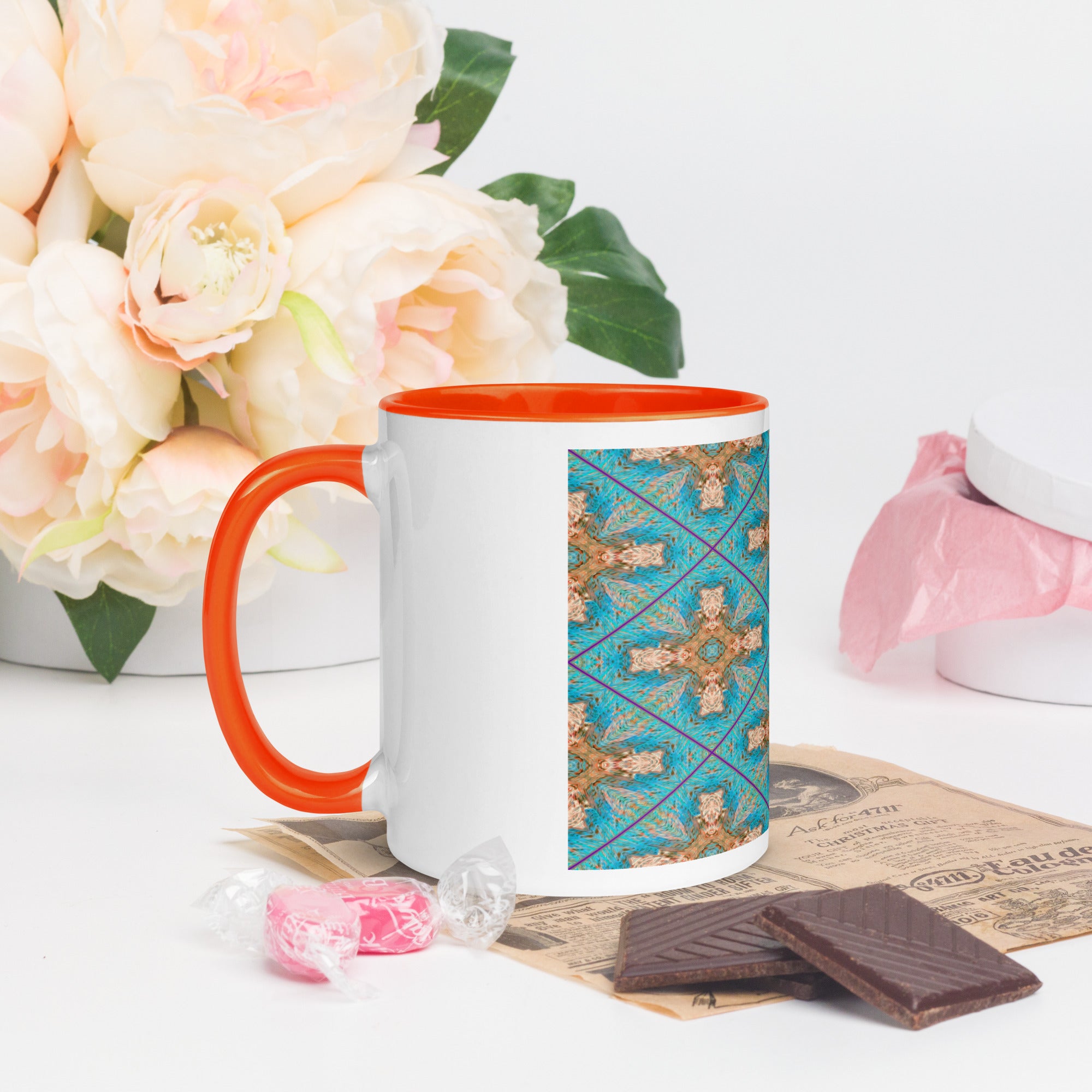Monterey Strata Mug With Color Inside Triboca Arts Orange