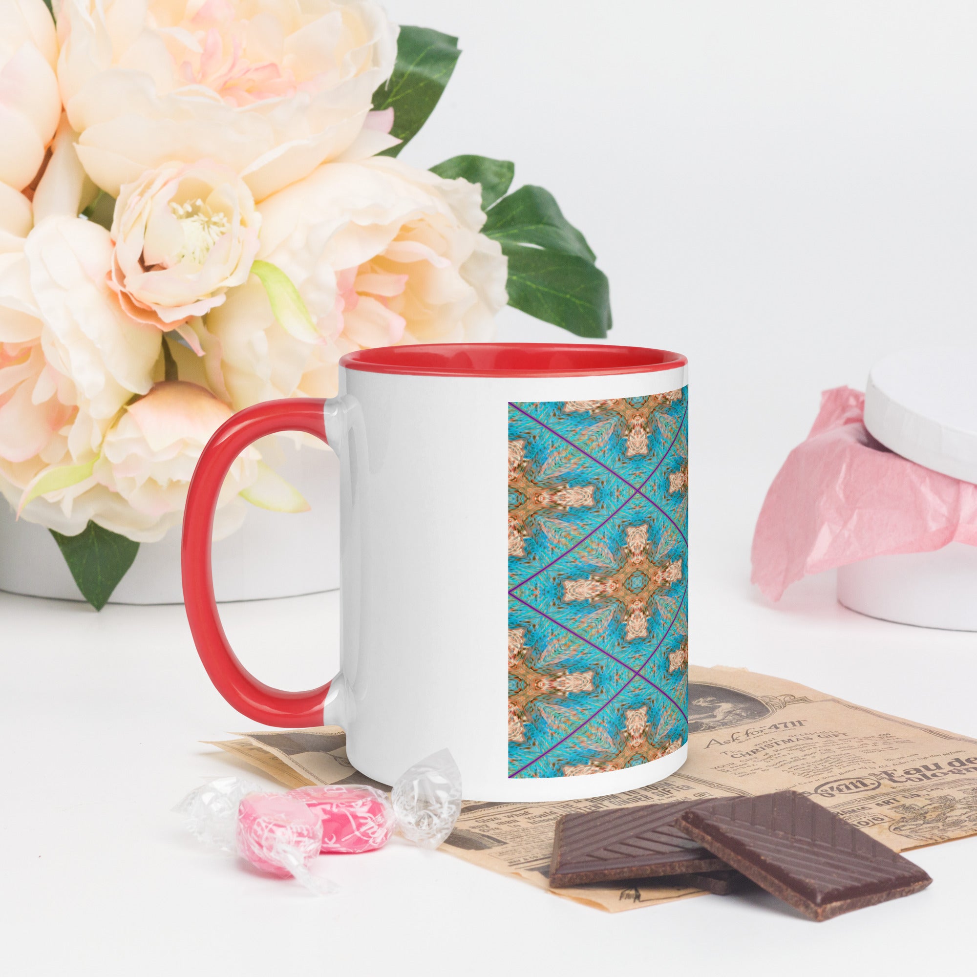 Monterey Strata Mug With Color Inside Triboca Arts Red