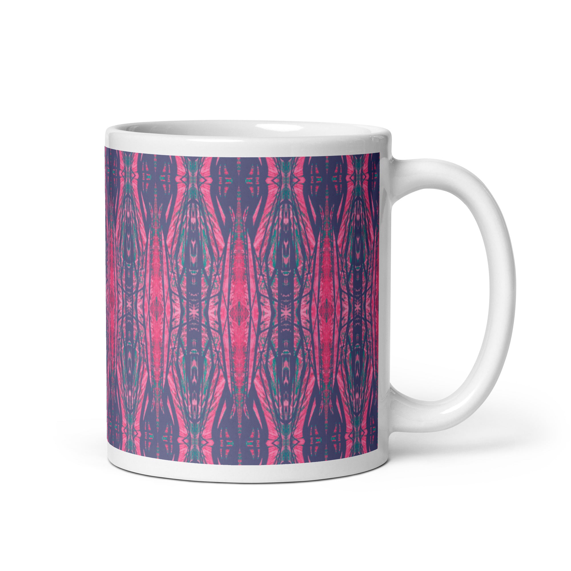Shadows Gray On Pink White Glossy Mug Triboca Arts 11oz