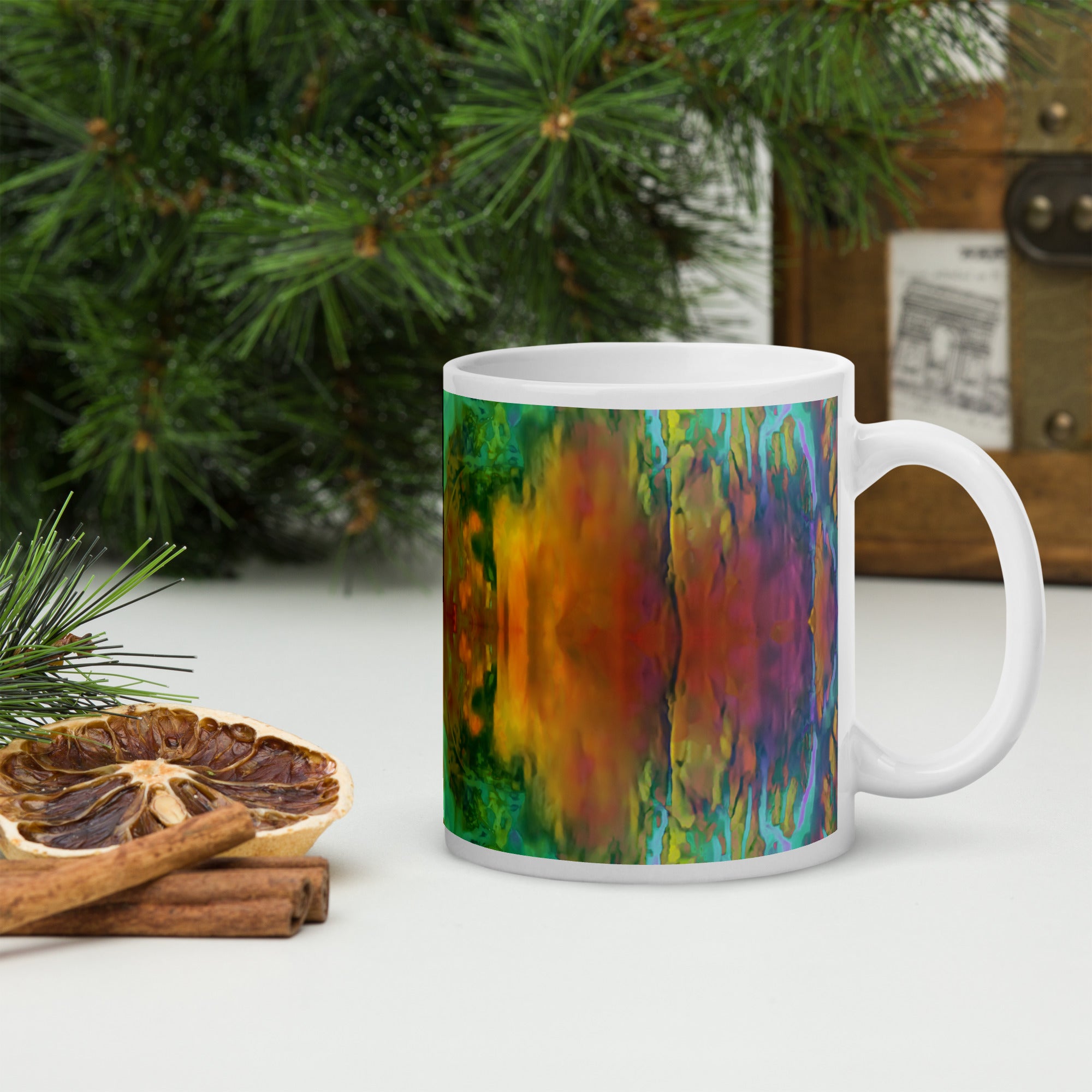 Gold Canyon White Glossy Mug Triboca Arts 11oz