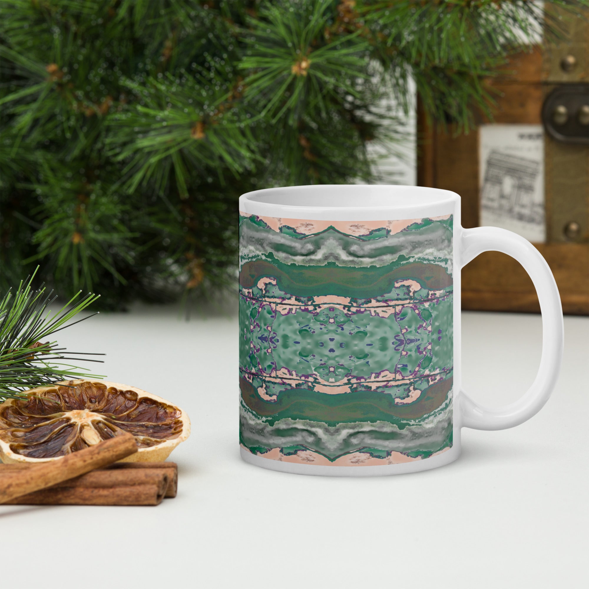 Gulf Shore White Glossy Mug Triboca Arts 11oz