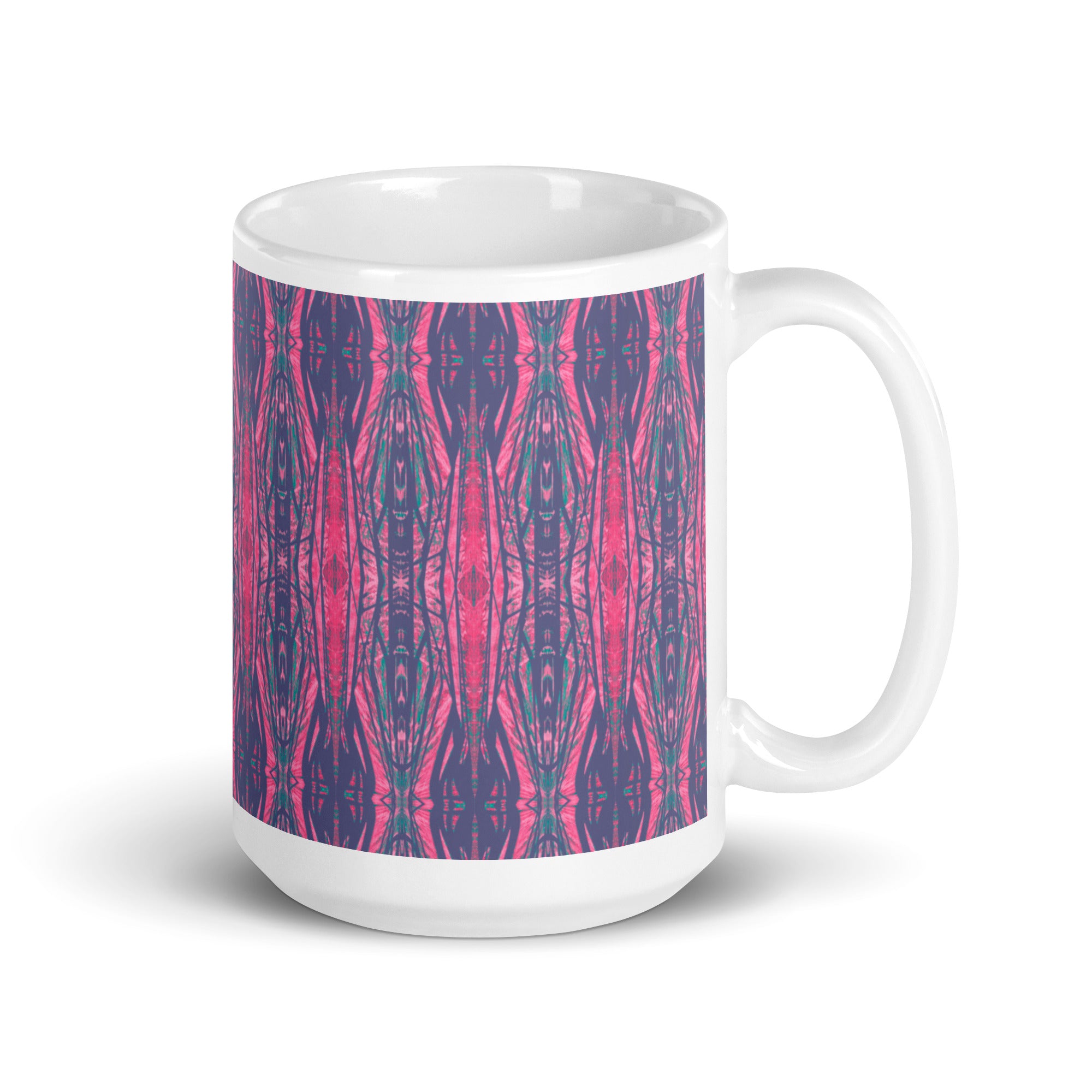 Shadows Gray On Pink White Glossy Mug Triboca Arts 15oz