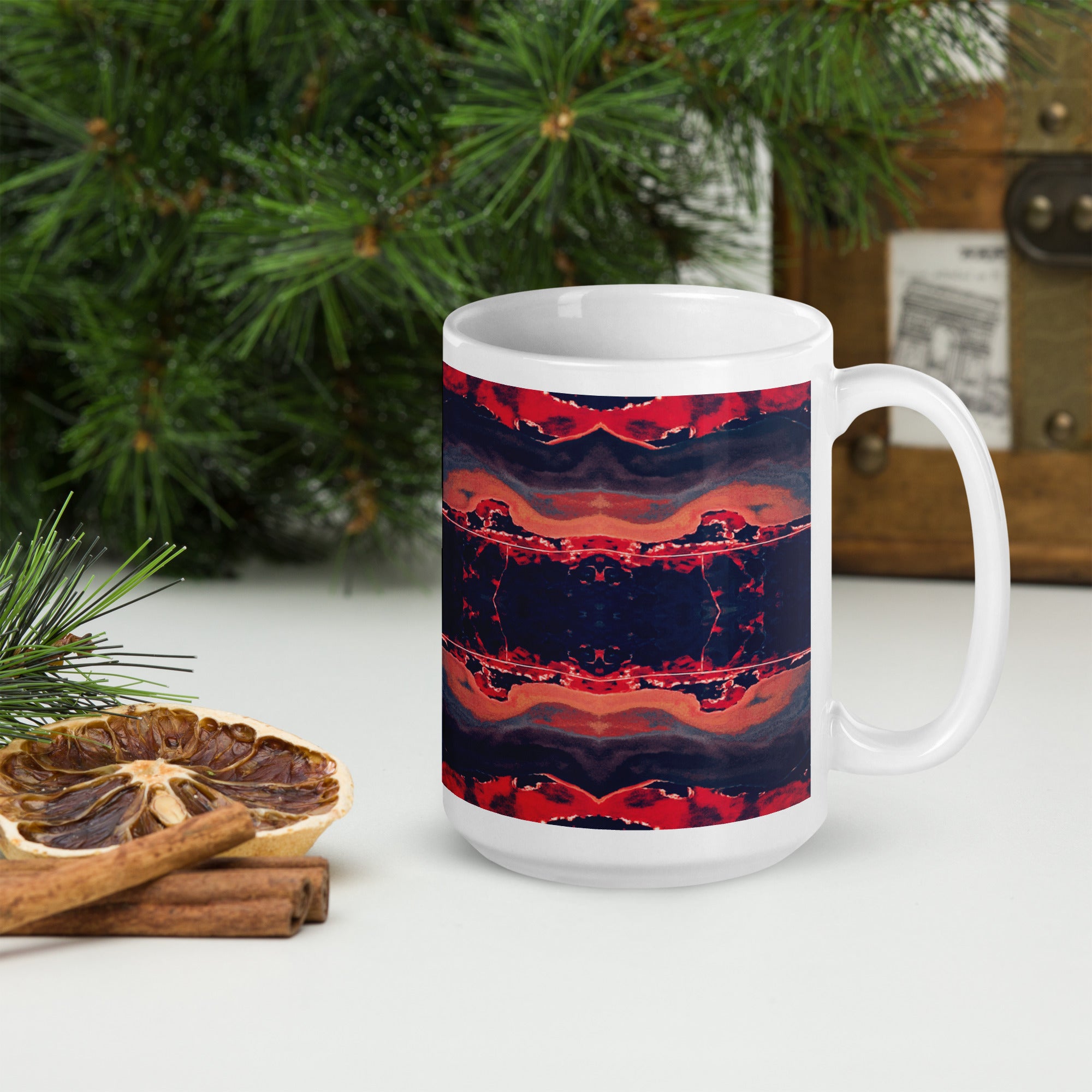 Gulf Shore White Glossy Mug Triboca Arts 15oz