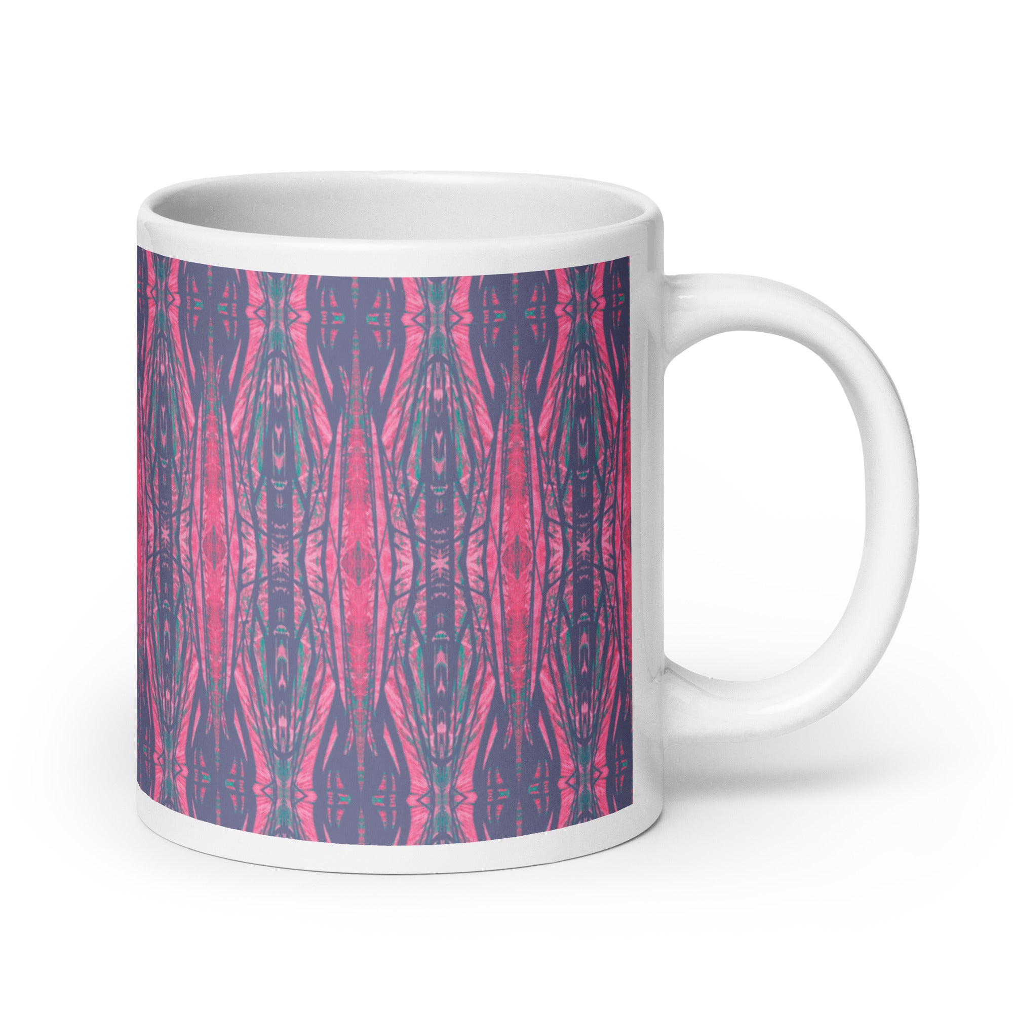 Shadows Gray On Pink White Glossy Mug Triboca Arts 20oz