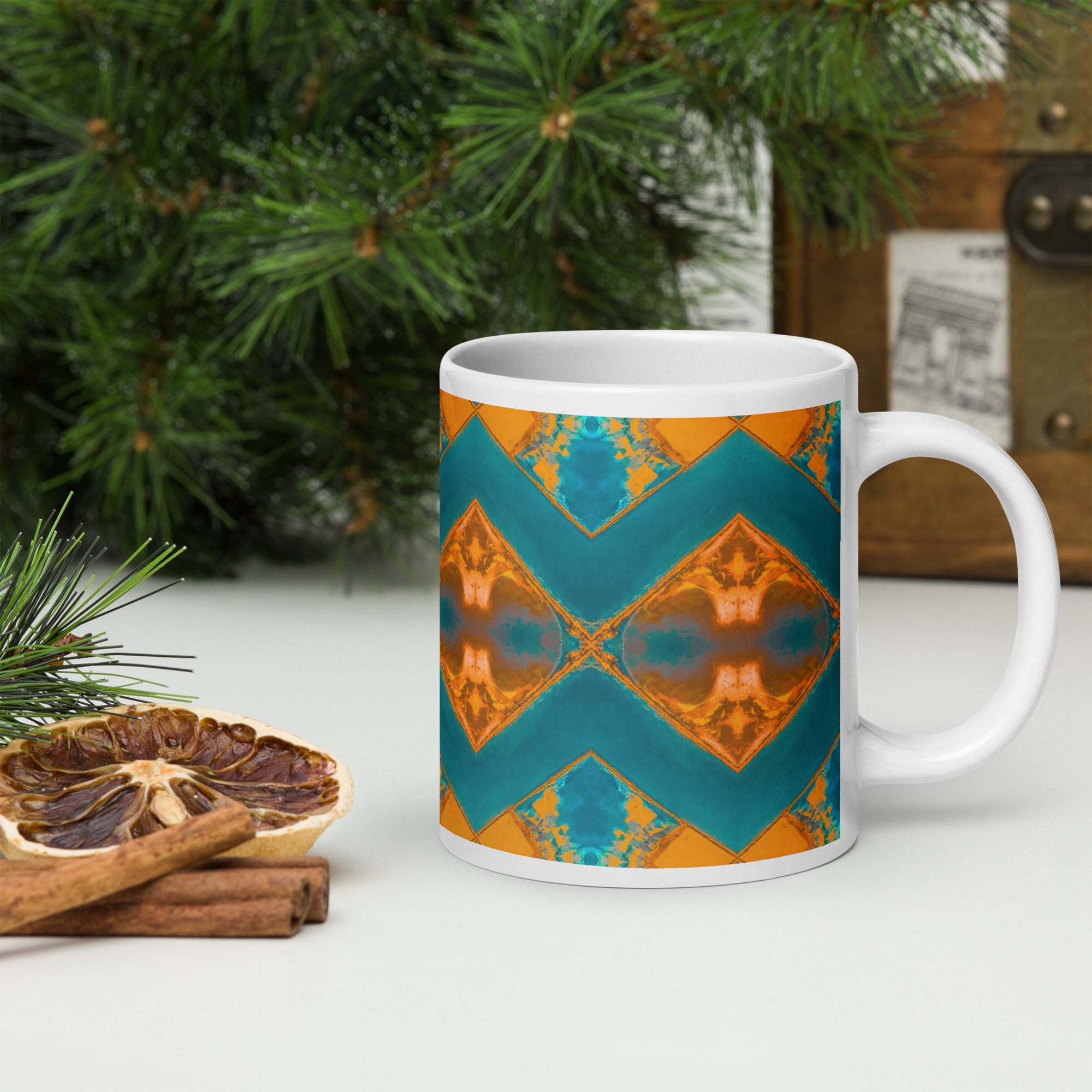 Bay Jetties White Glossy Mug Triboca Arts 20oz