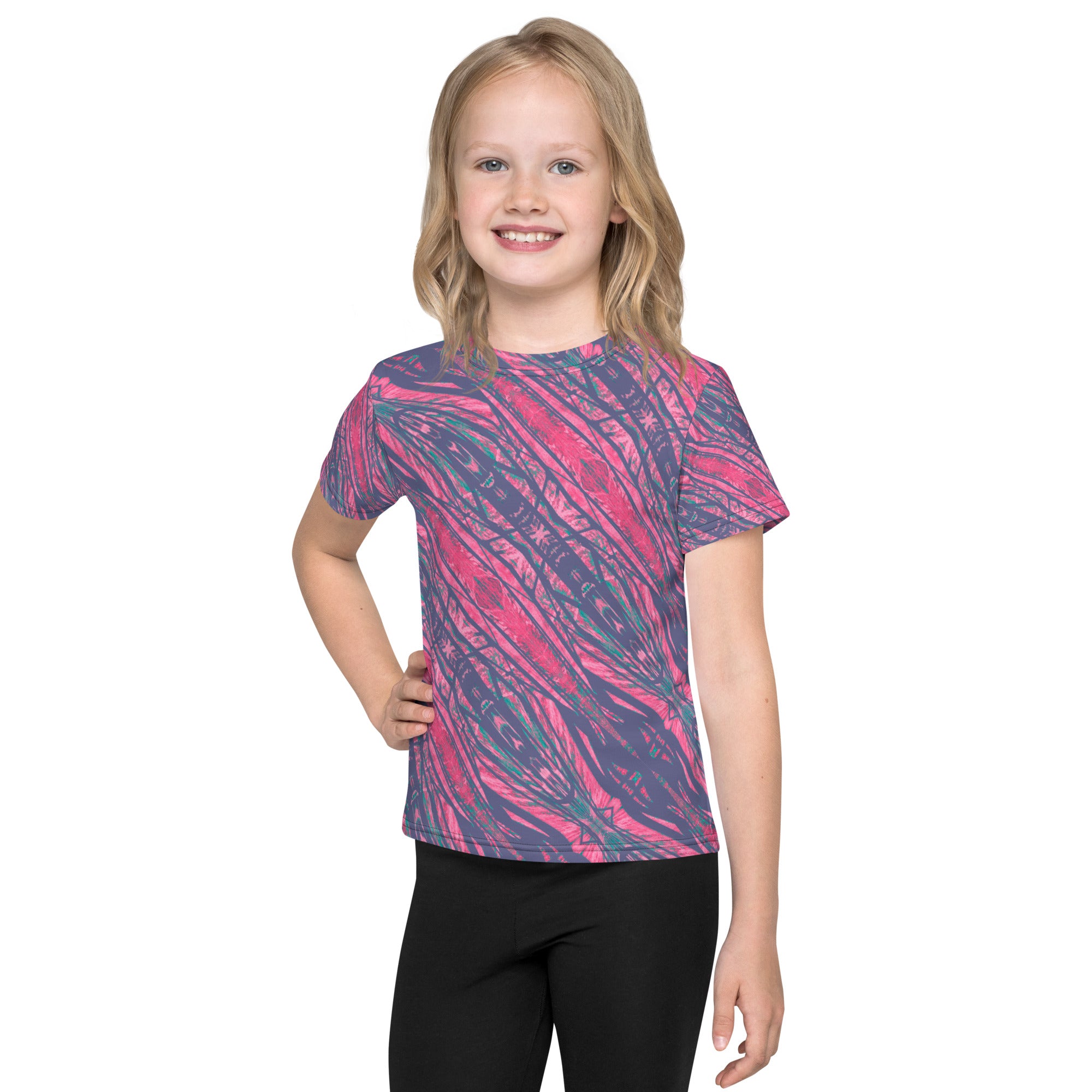 Shadows Gray On Pink Girl's Crew Neck T-Shirt Triboca Arts 2T  