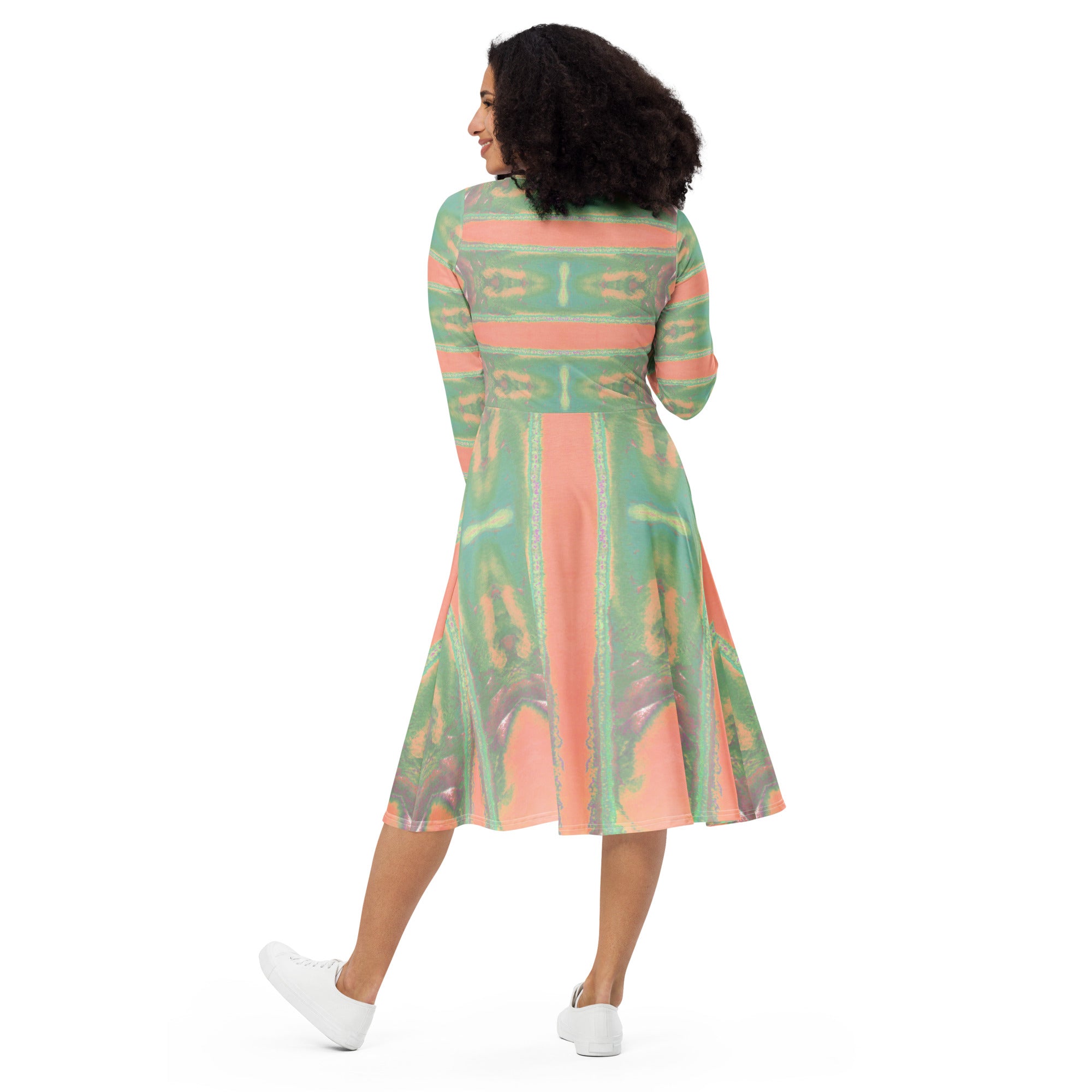 Bay Jetties Long-Sleeve Midi Dress Triboca Arts   