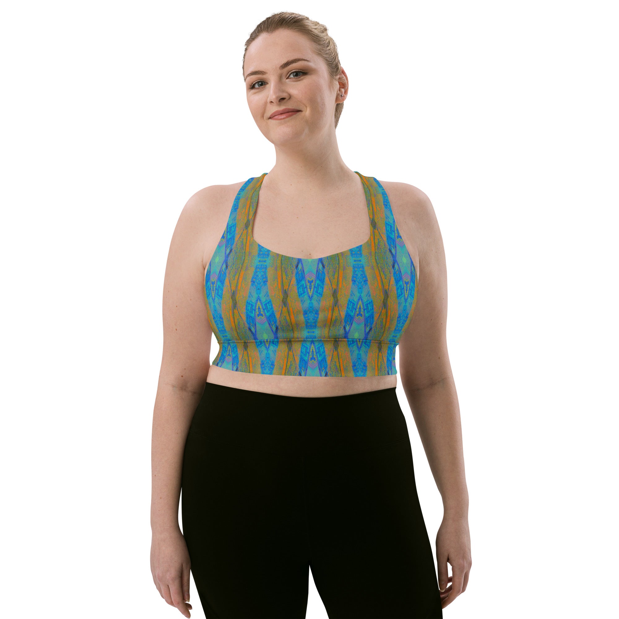 Texas Turquoise Longline Sports Bra Triboca Arts XS  