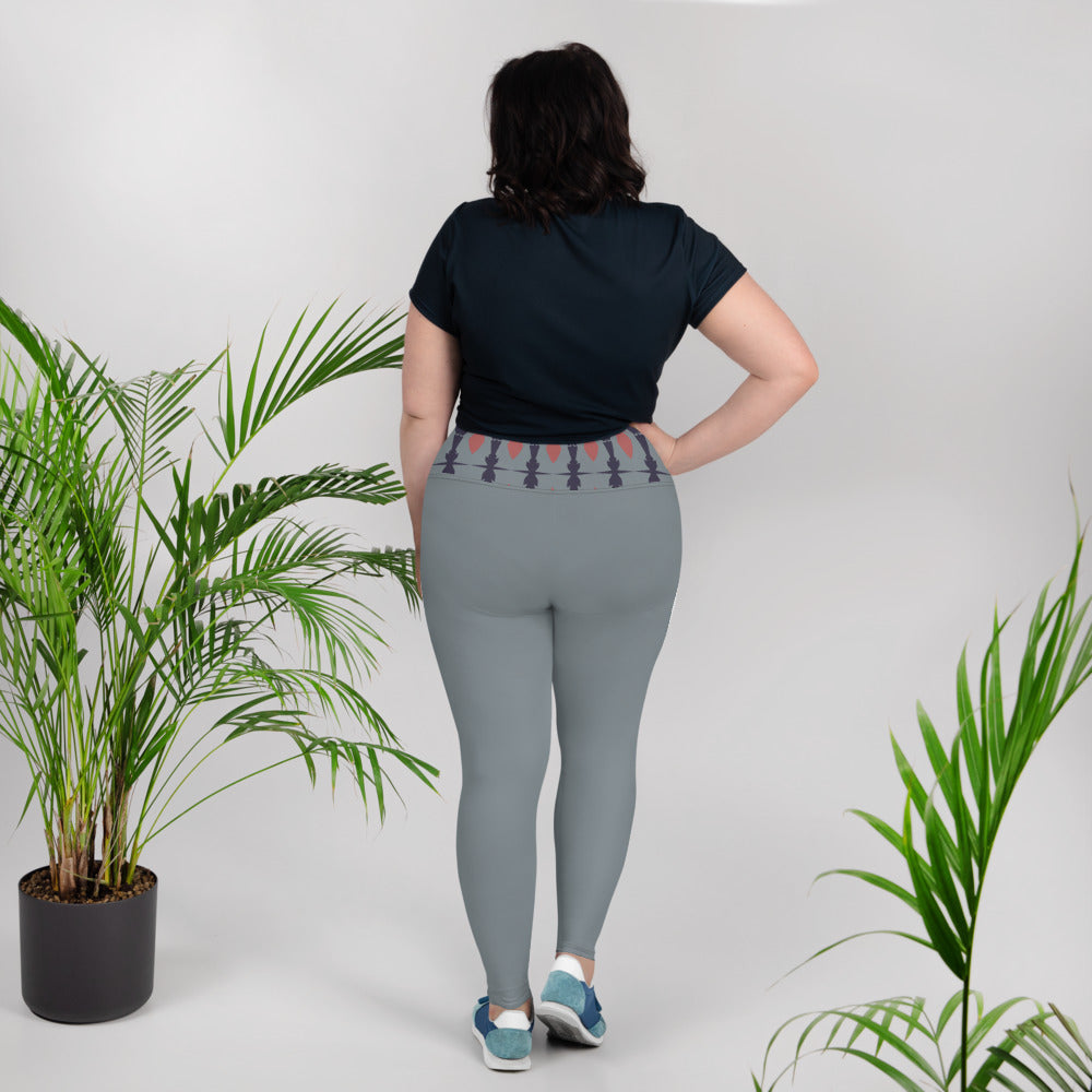 Gulf Shore Solid Color With Printed Waistband Plus Size Leggings Triboca Arts   