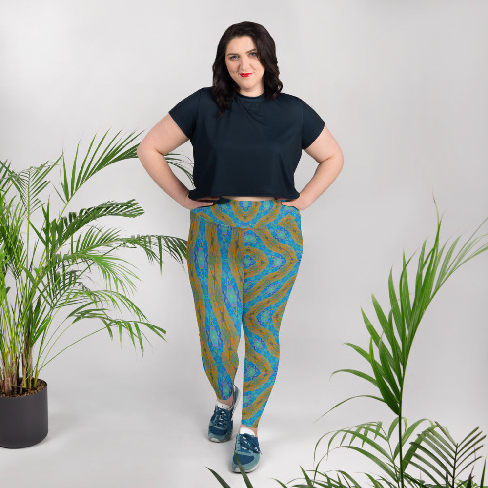 Texas Turquoise Plus Size Leggings Triboca Arts 2XL  
