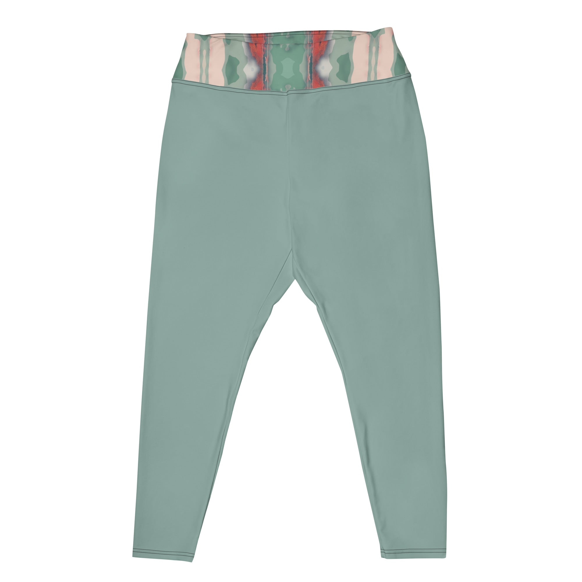 Gulf Shore Solid Color With Printed Waistband Plus Size Leggings Triboca Arts   