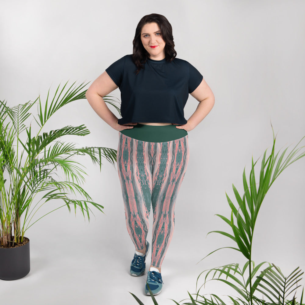 Gulf Shore Solid Color With Printed Waistband Plus Size Leggings Triboca Arts   