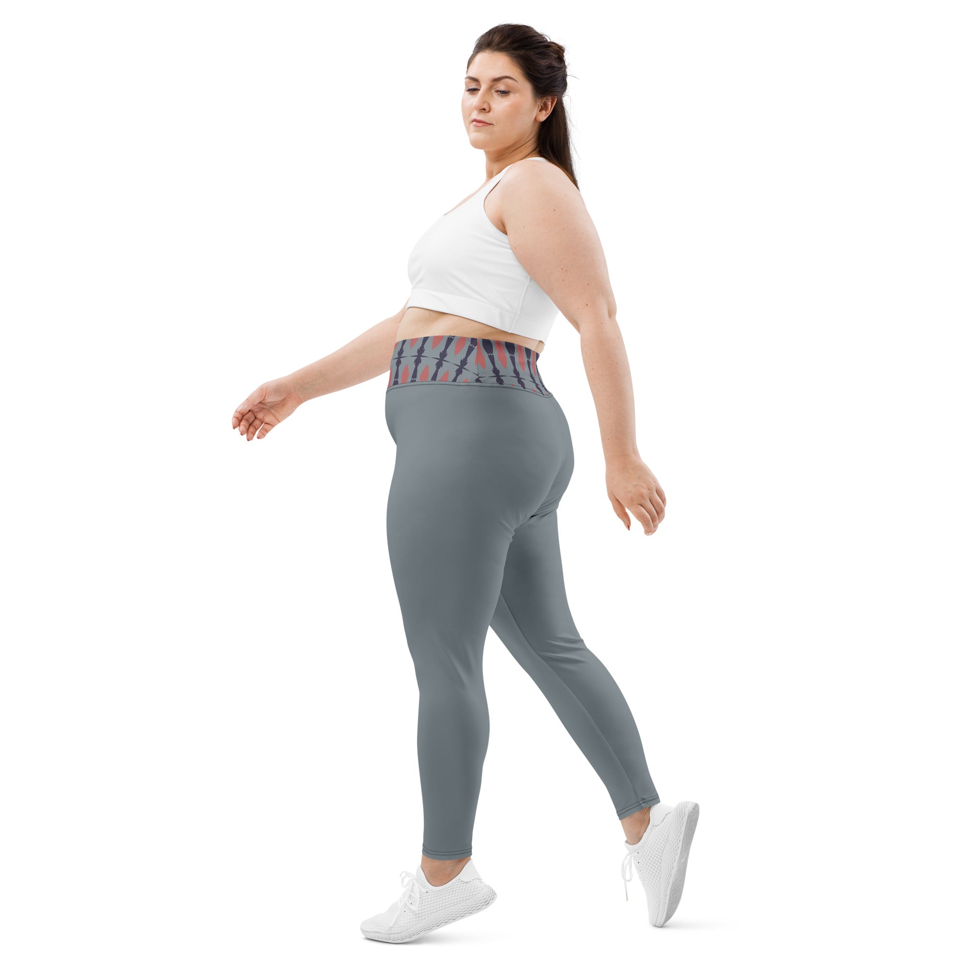 Gulf Shore Solid Color With Printed Waistband Plus Size Leggings Triboca Arts   