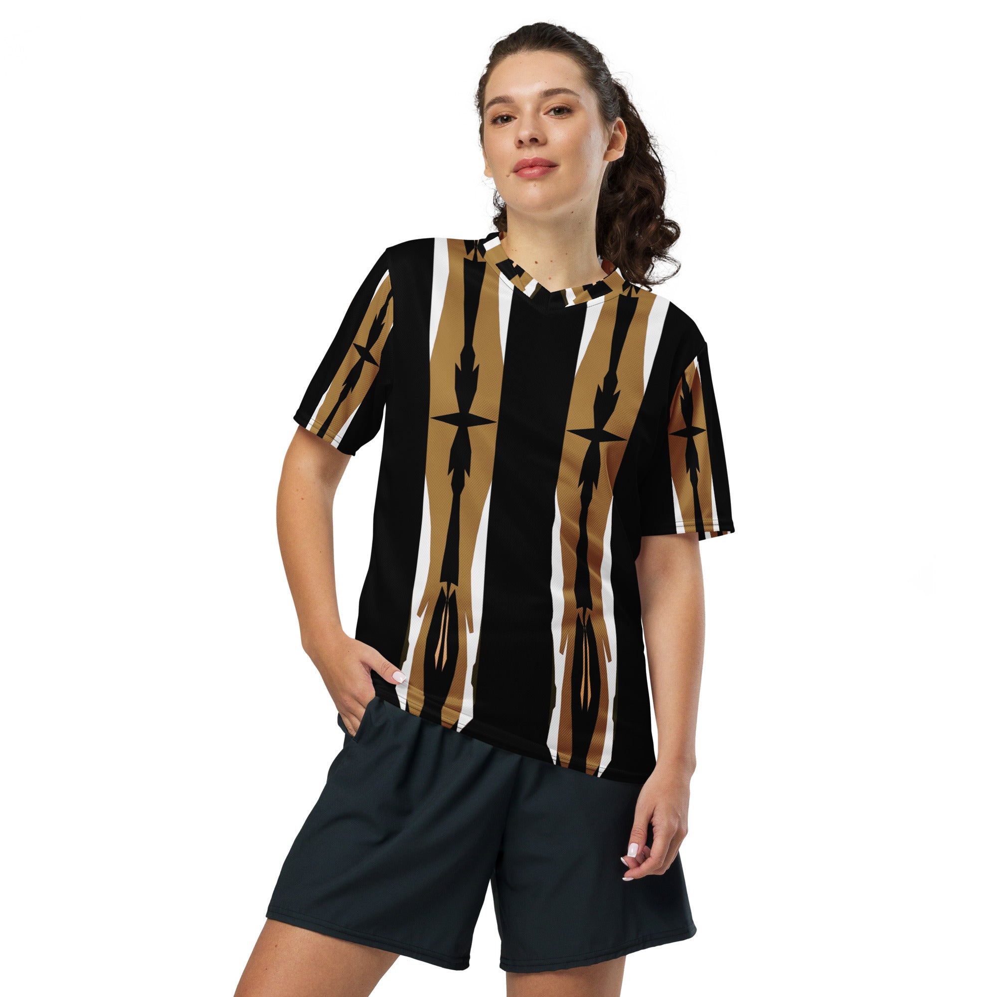 Gulf Shore Black & Gold Unisex Eco-Friendly Sports Jersey Triboca Arts 2XS  