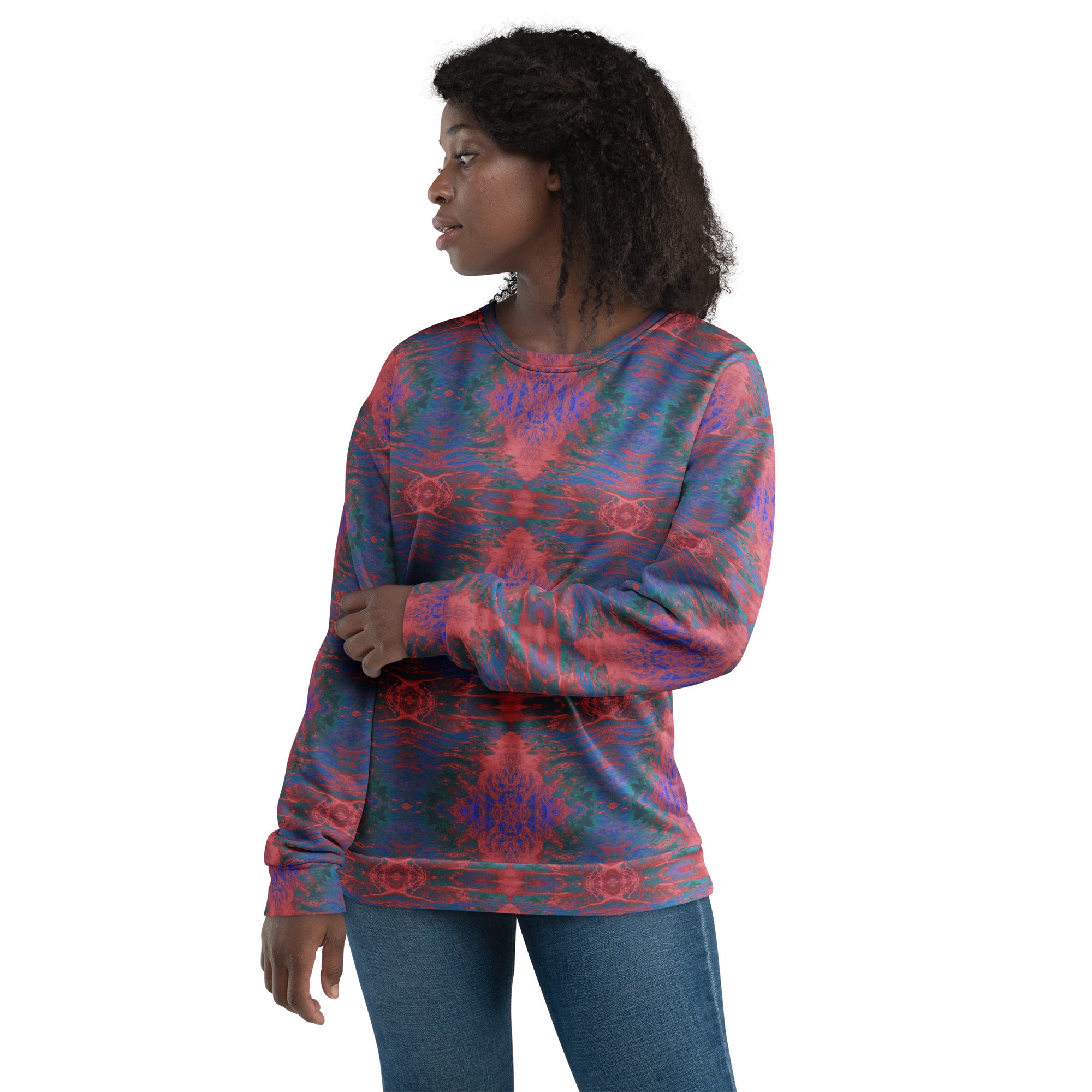 Salmon Reef Unisex Eco-Friendly Sweatshirt Triboca Arts   