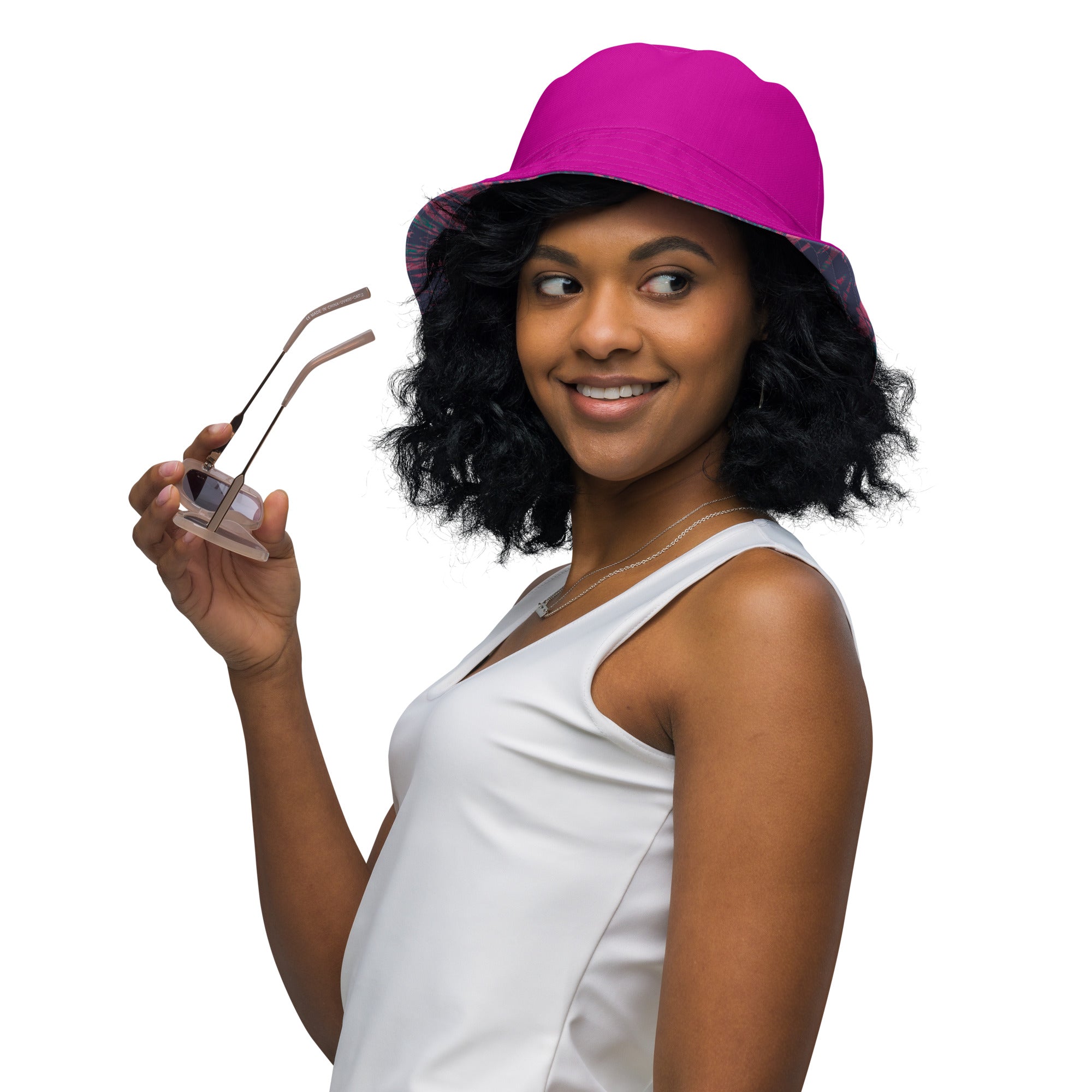 Shadows Gray On Pink Reversible Bucket Hat Triboca Arts   