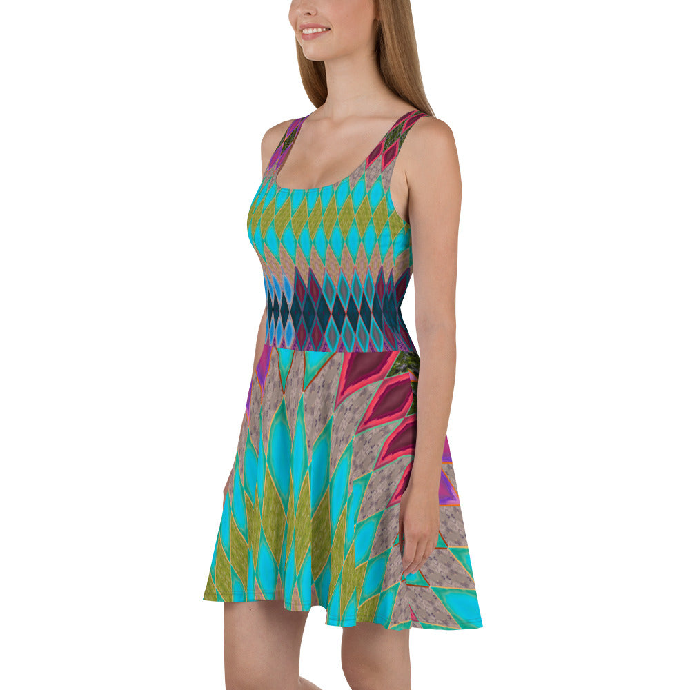 Desert Diamonds Sleeveless Skater Dress Triboca Arts   