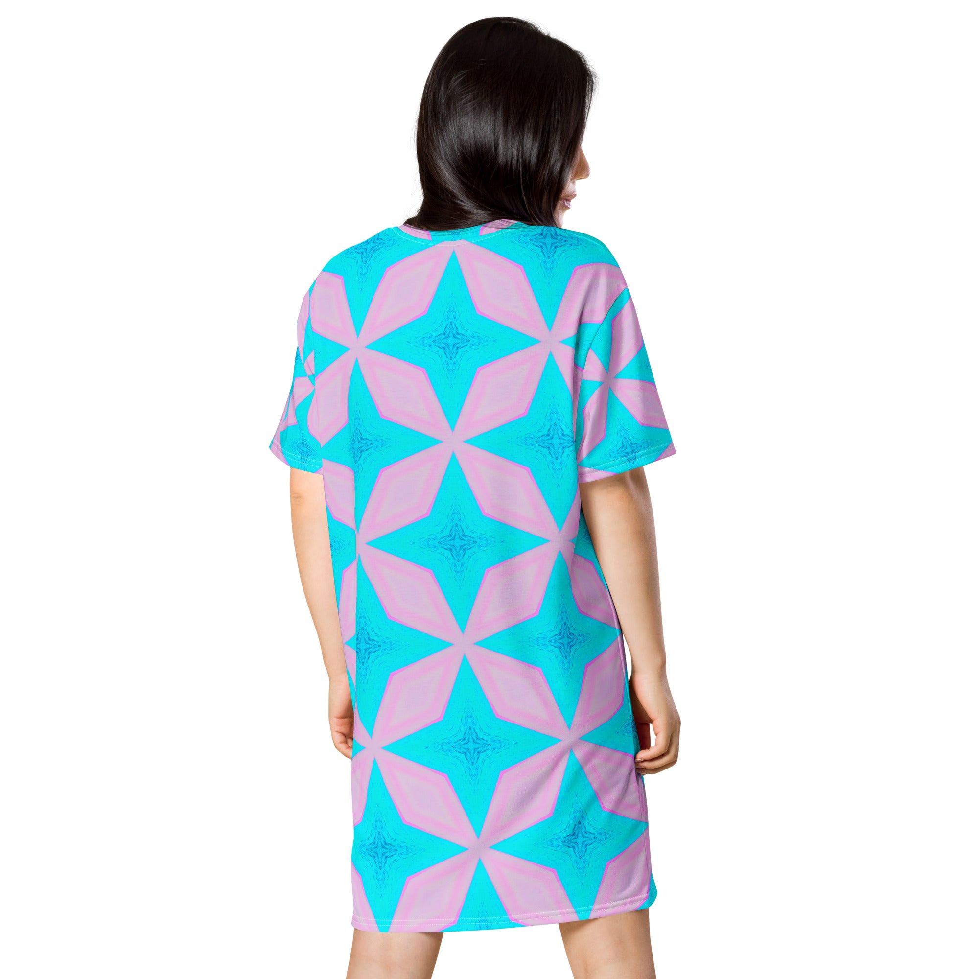 Point Aqua Oversized T-Shirt Dress Triboca Arts   