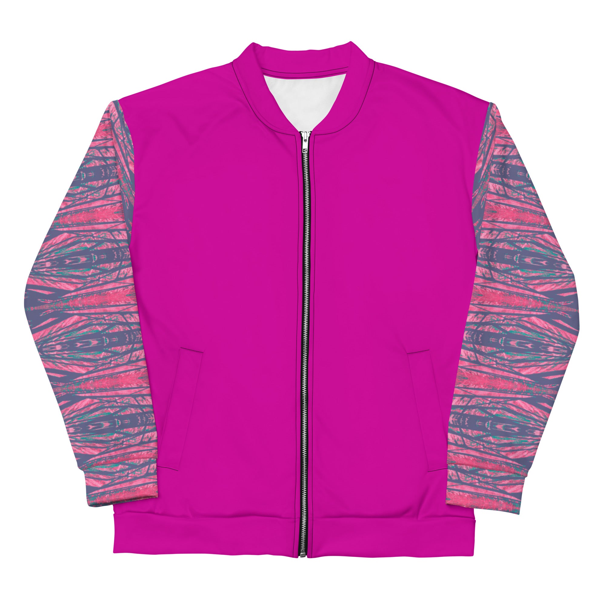 Shadows Gray On Pink Unisex Bomber Jacket Triboca Arts   